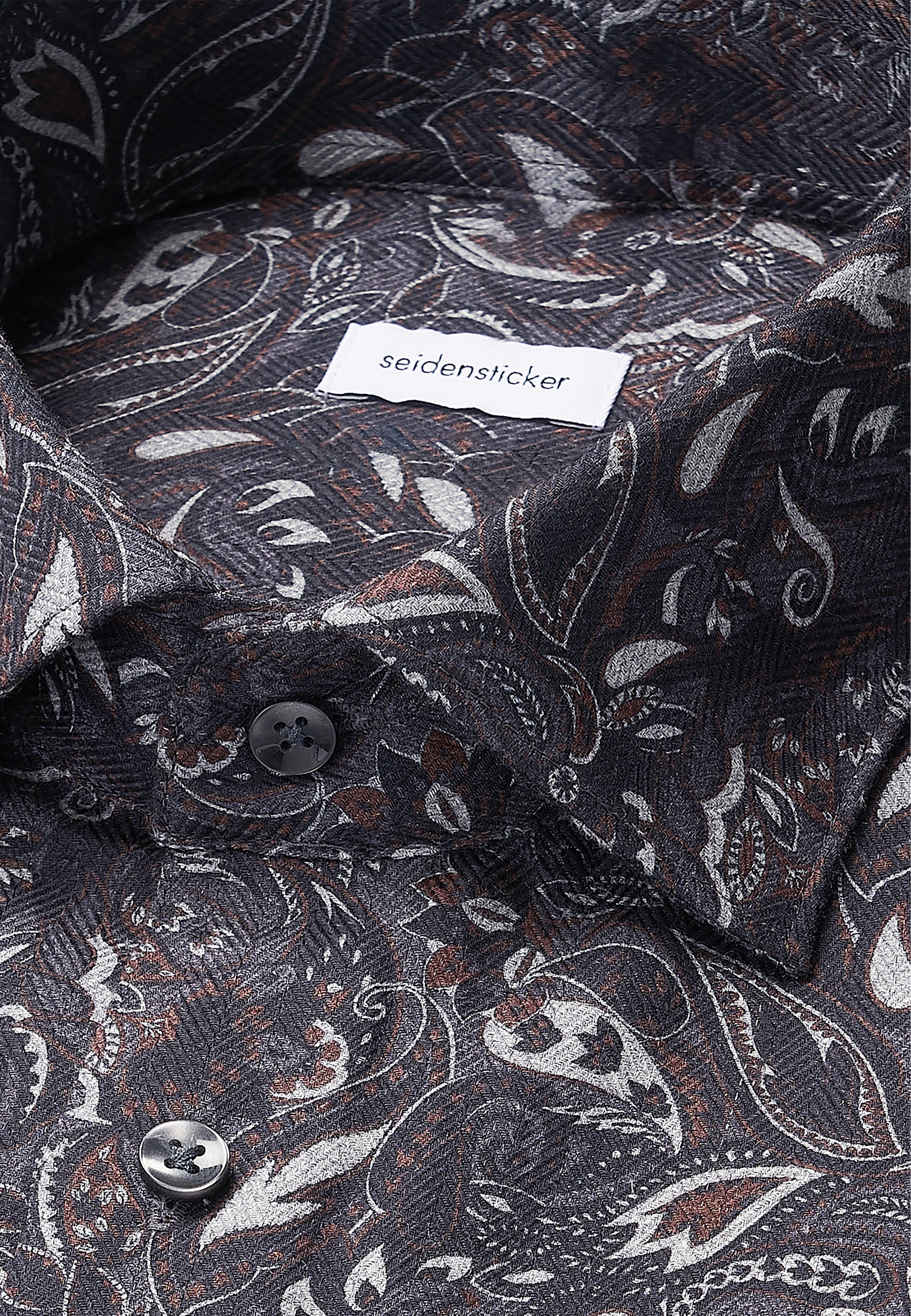 seidensticker Flanellhemd »Schwarze Rose« Regular 1/1 Kentkragen Geblümt