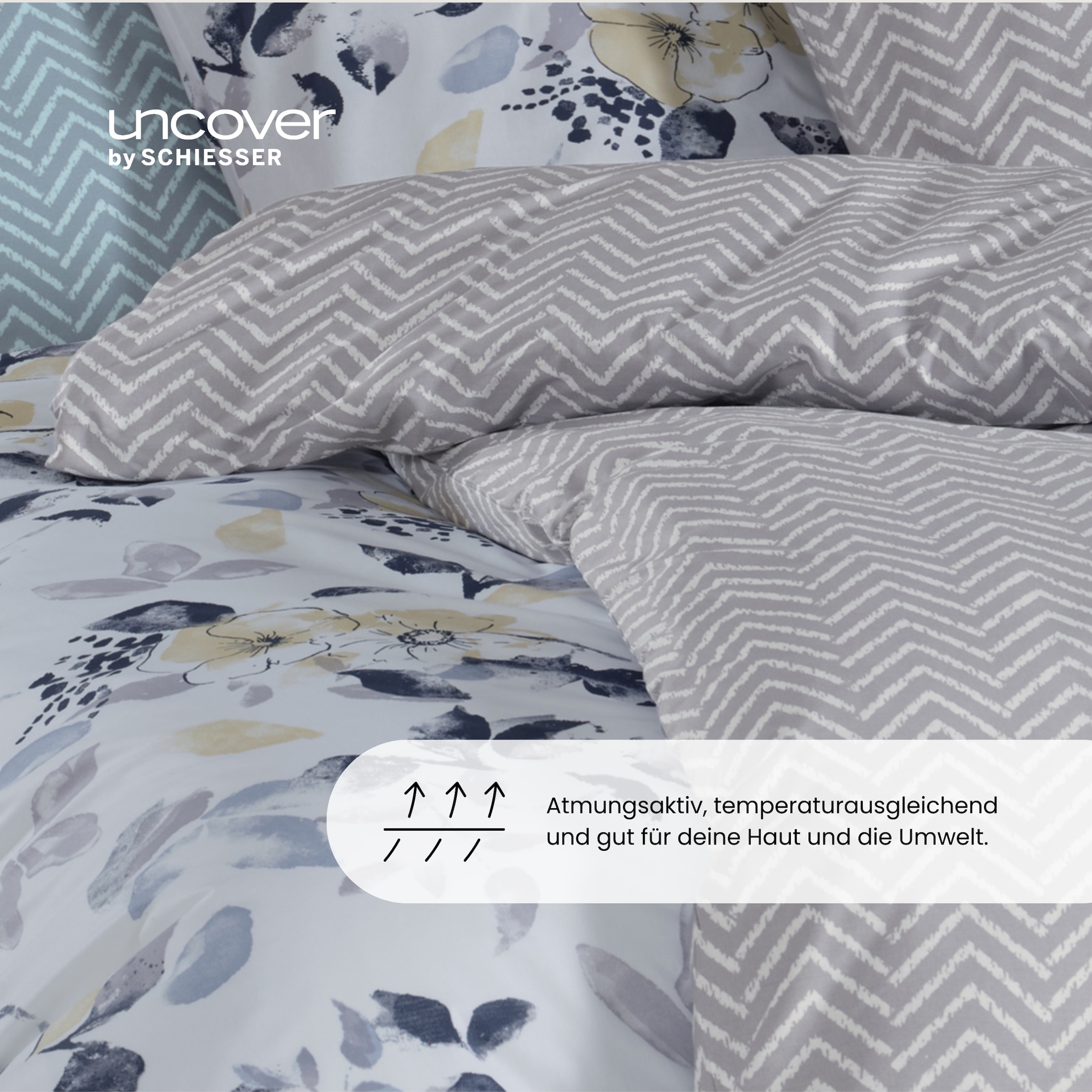uncover by SCHIESSER Linge de lit »Grebur aus weicher Baumwolle mit einem dezenten Zickzackmuster« 2 cuis Made in Green