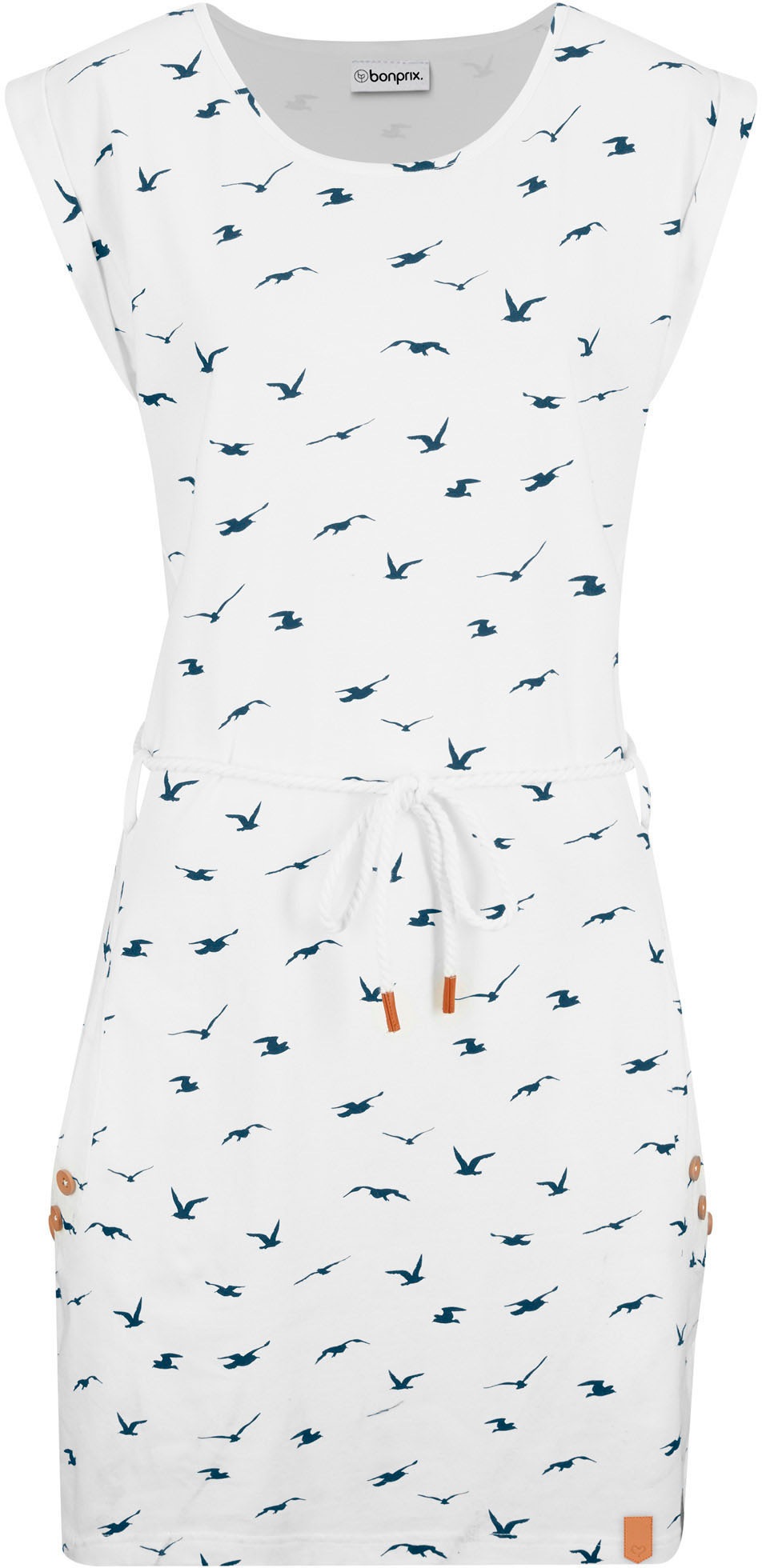 bonprix Shirtkleid Eingrifftaschen mit All-Over Print, Kurzarm-Design, bequeme Passform