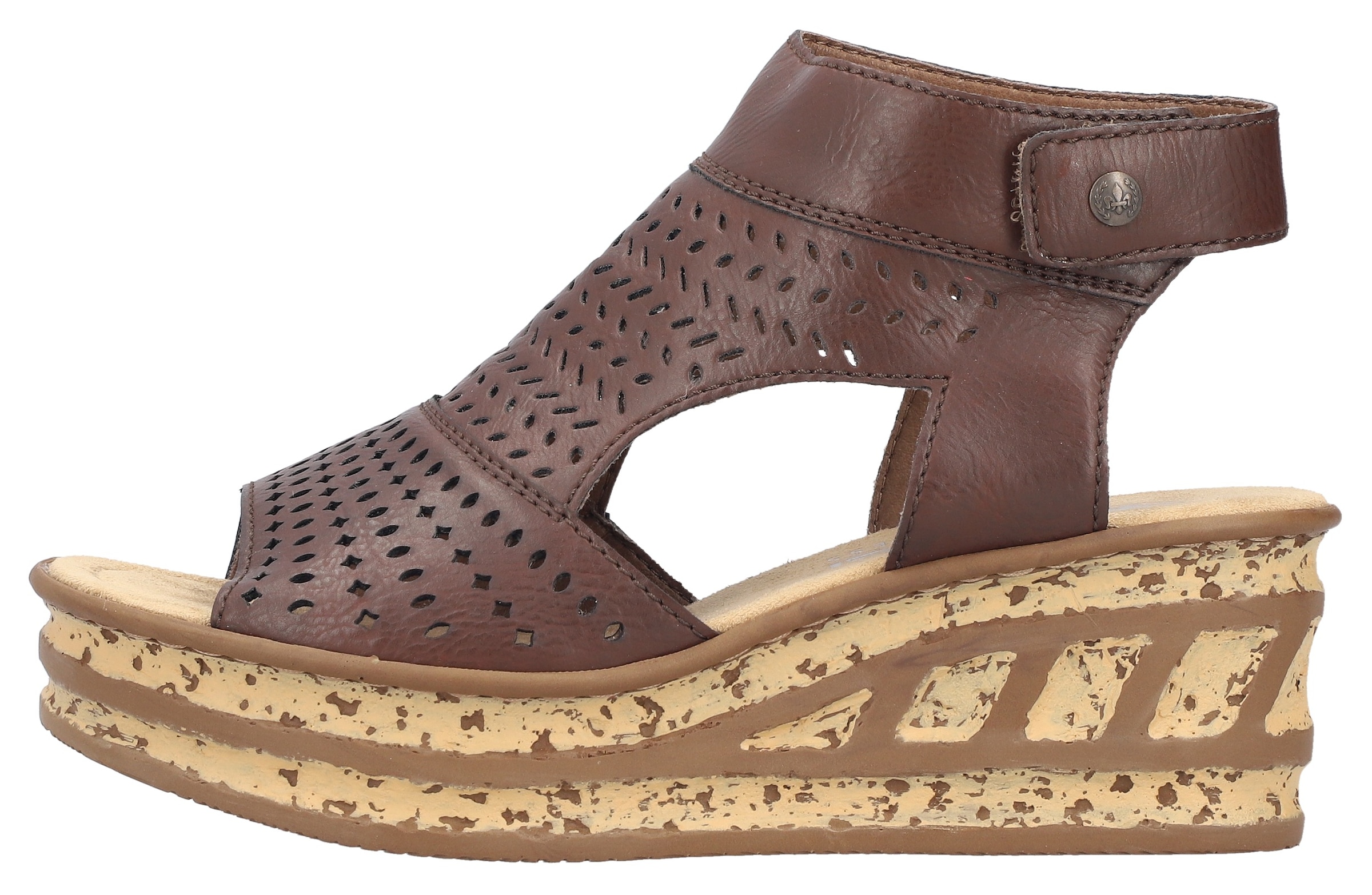 Rieker Schaftsandalette  Sommerschuh, Urlaubsschuh, Keilsandale mit Perforation