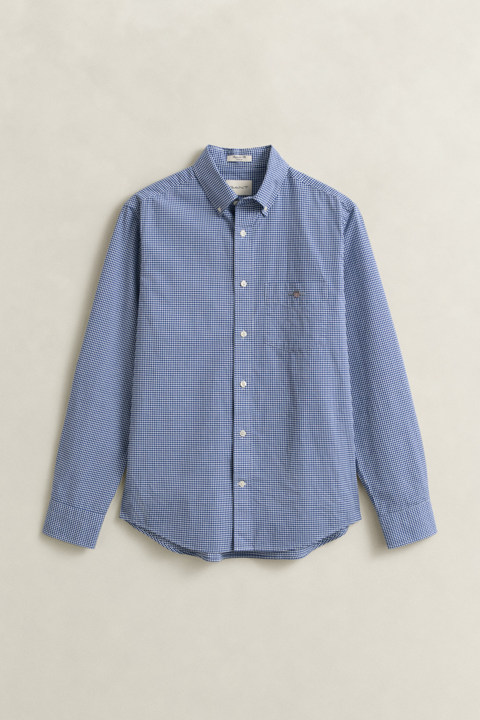 Gant Chemise à manches longues »REG CLASSIC POPLIN GINGHAM SHIRT« avec broderie logo, popeline de coton