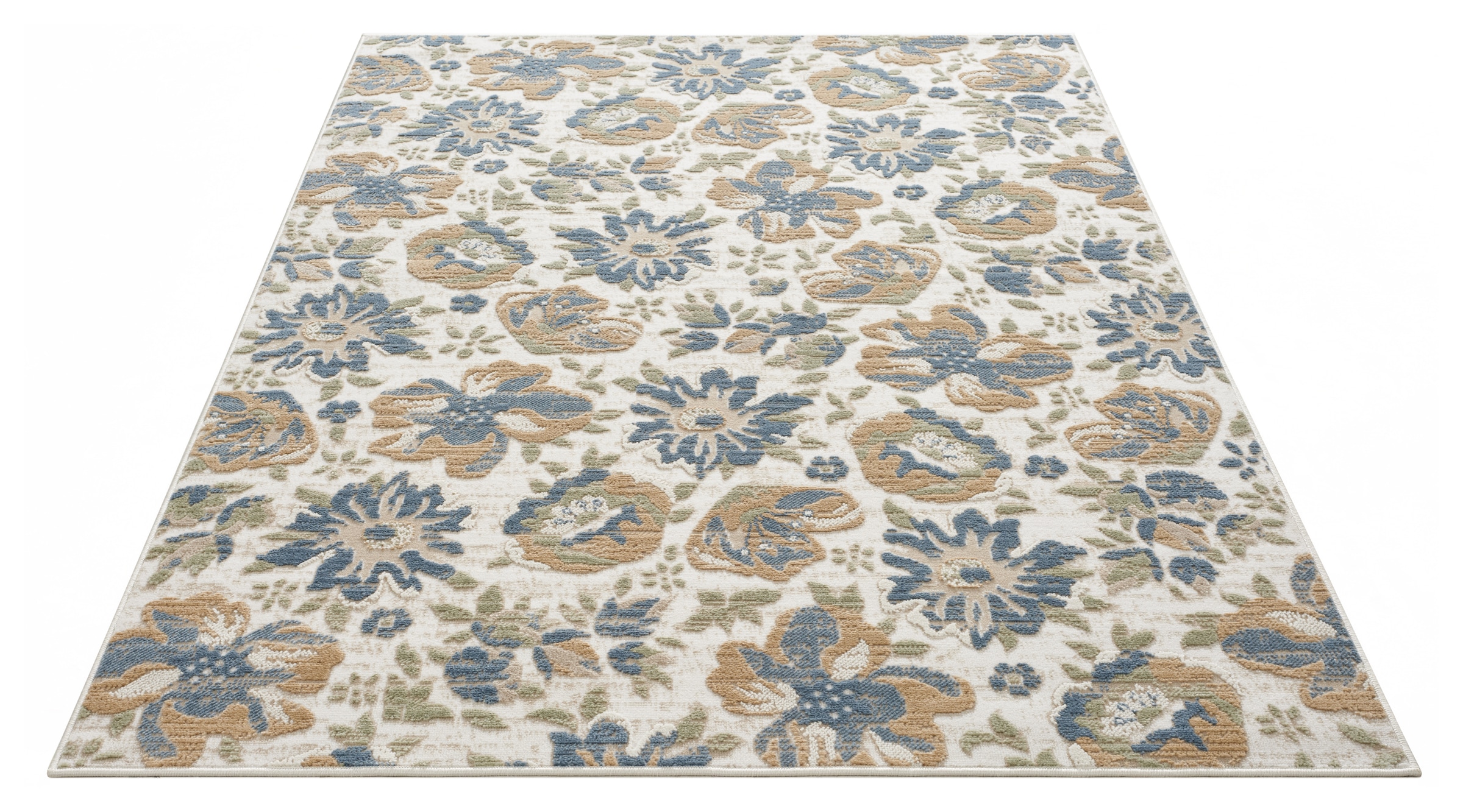 GOODproduct »Ellodie, Hoch-Tief-Struktur« Rectangulaire 7 mm Höhe Fleurs, floral, coloré, salon, chambre, salle à manger