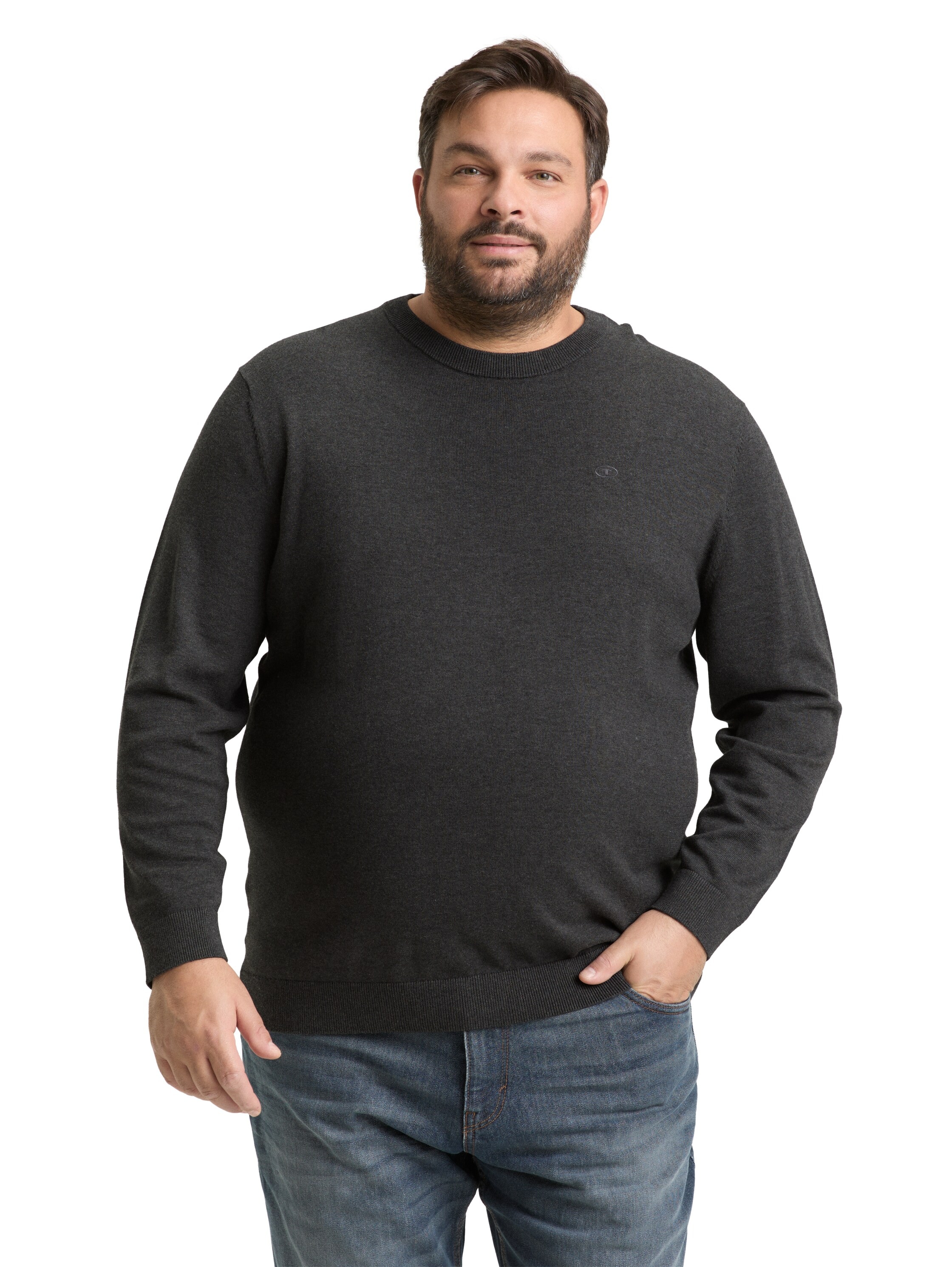 TOM TAILOR PLUS Pull en tricot avec broderie logo / grandes tailles