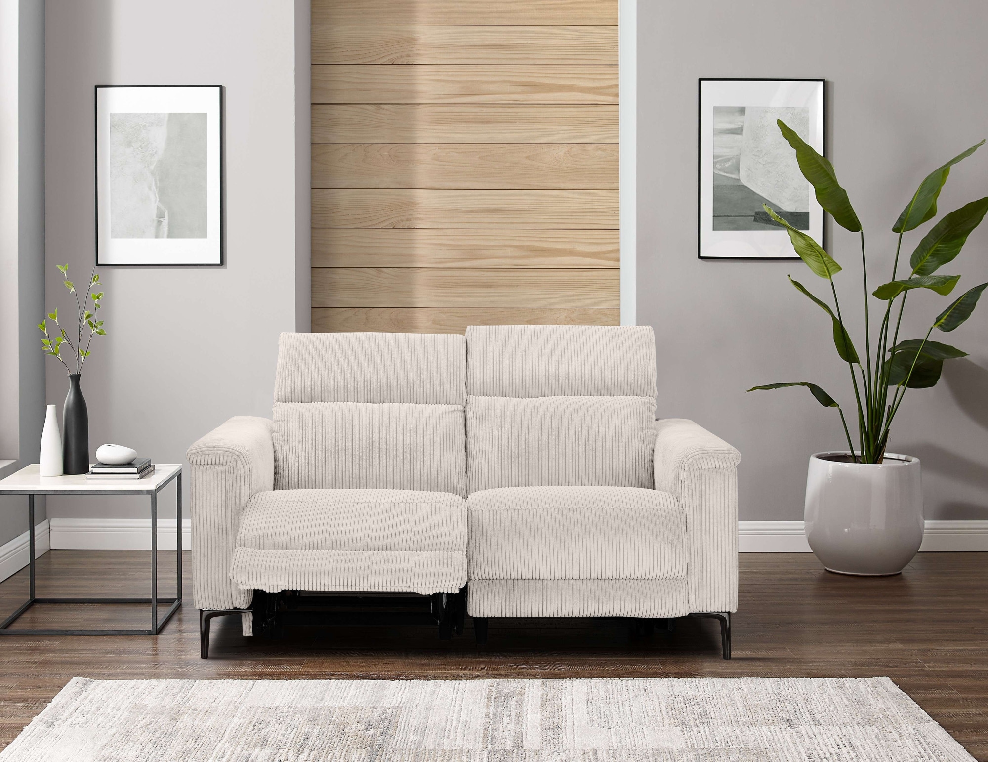 Home affaire 2-places »Lund Cord, 160 cm, manuelle o. elektrische Relaxfunktion« Relaxfunktion, USB-C, Kopfteilverstellung, Breite 160 cm