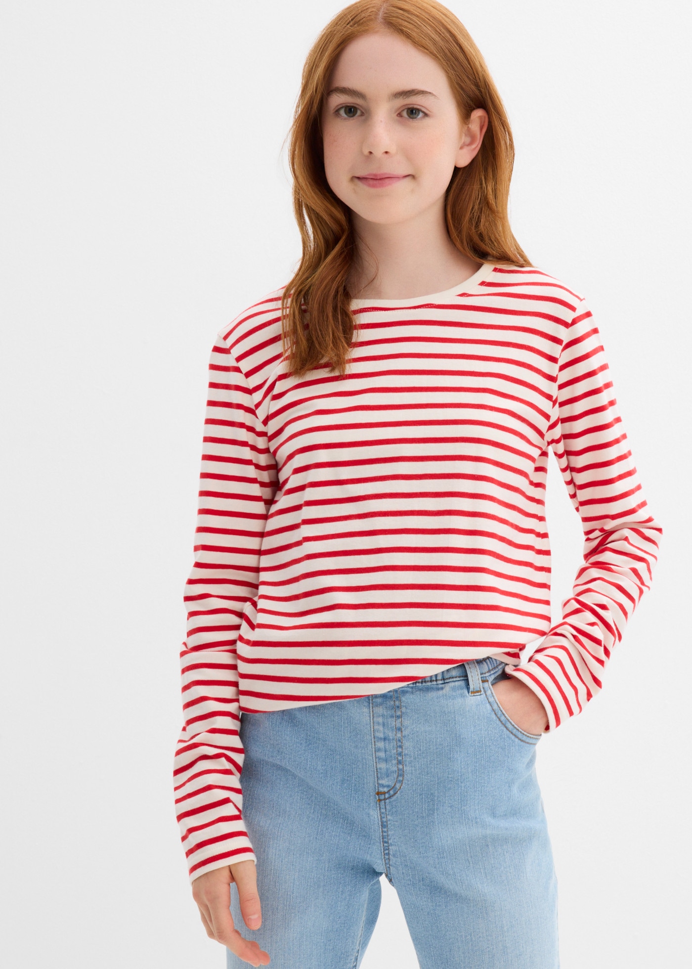 bonprix T-shirt à manches longues Paquet,  Kinder, im praktischen 3er Pack, aus reiner Baumwolle, Regular Fit