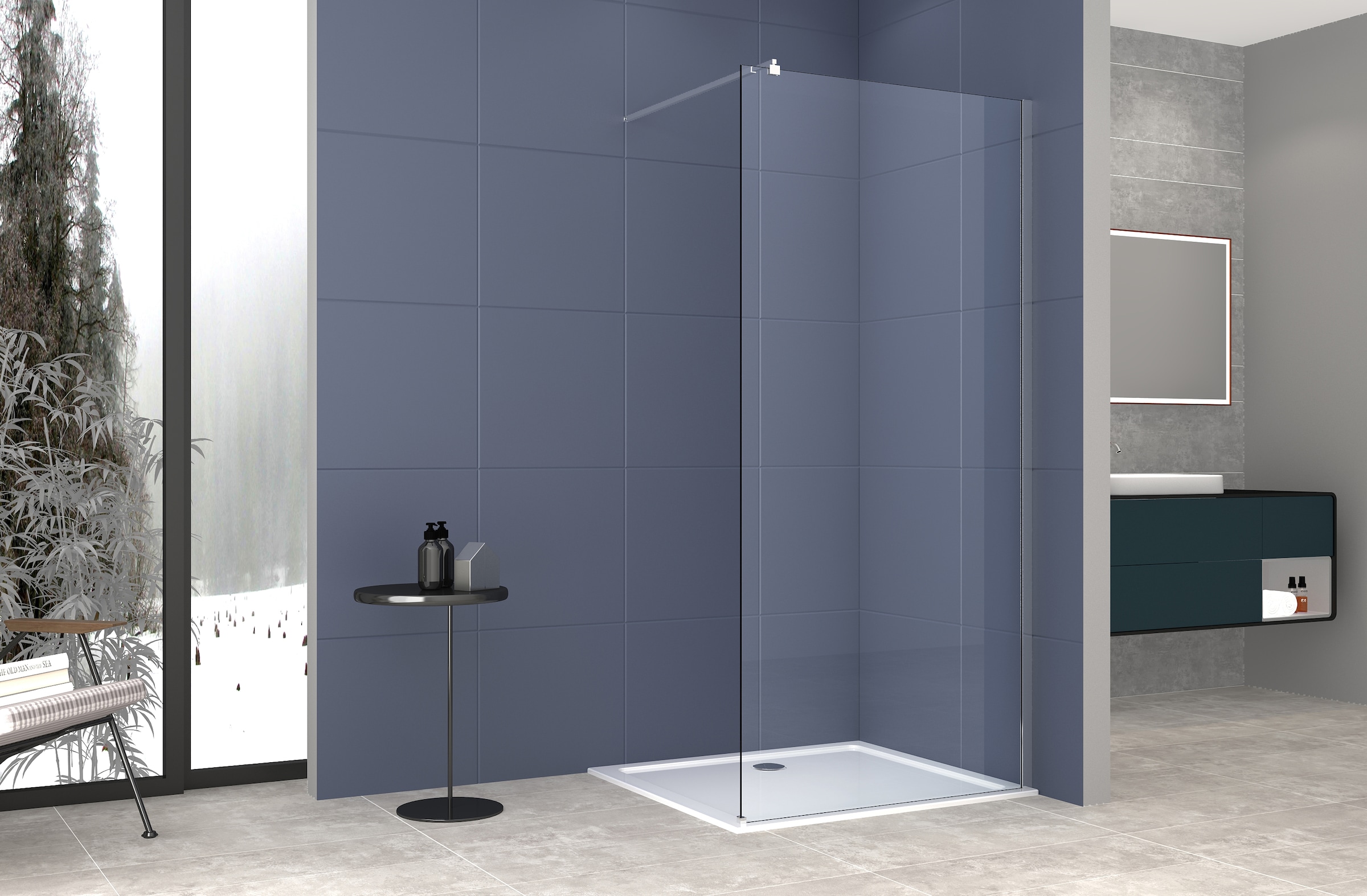 welltime Douche à l'italienne »Tropea« 1 cuis tlg. 8 mm ESG et revêtement anticalcaire, extra épais, extra haut