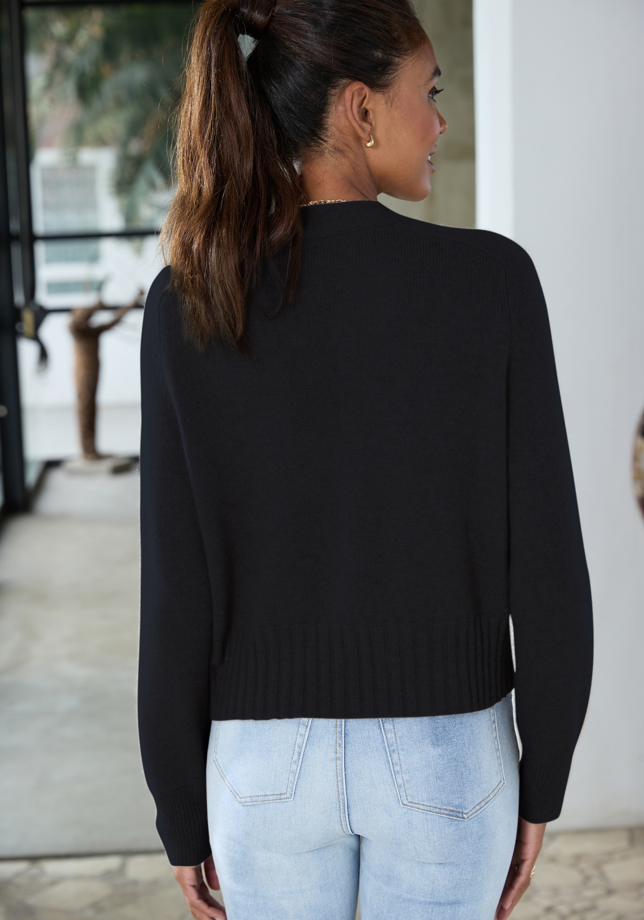 LASCANA Strickjacke , weiche Kaschmirstrickjacke mit V-Ausschnitt