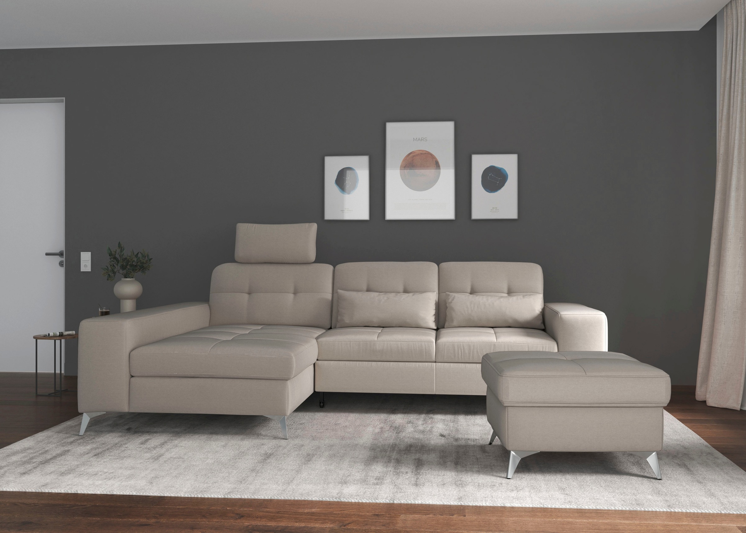 sit&more Ecksofa »Baviene L-Form« inklusive Sitztiefenverstellung und Federkern, wahlweise Bettfunktion