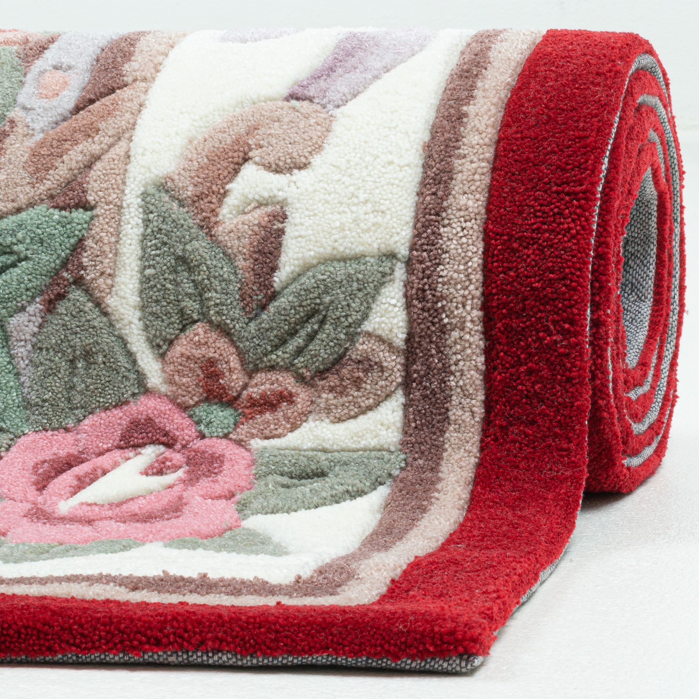 THEKO Tapis »Ming, handgetuftet« Rectangulaire 14 mm Höhe fait main, couleurs pastel, design floral, salon