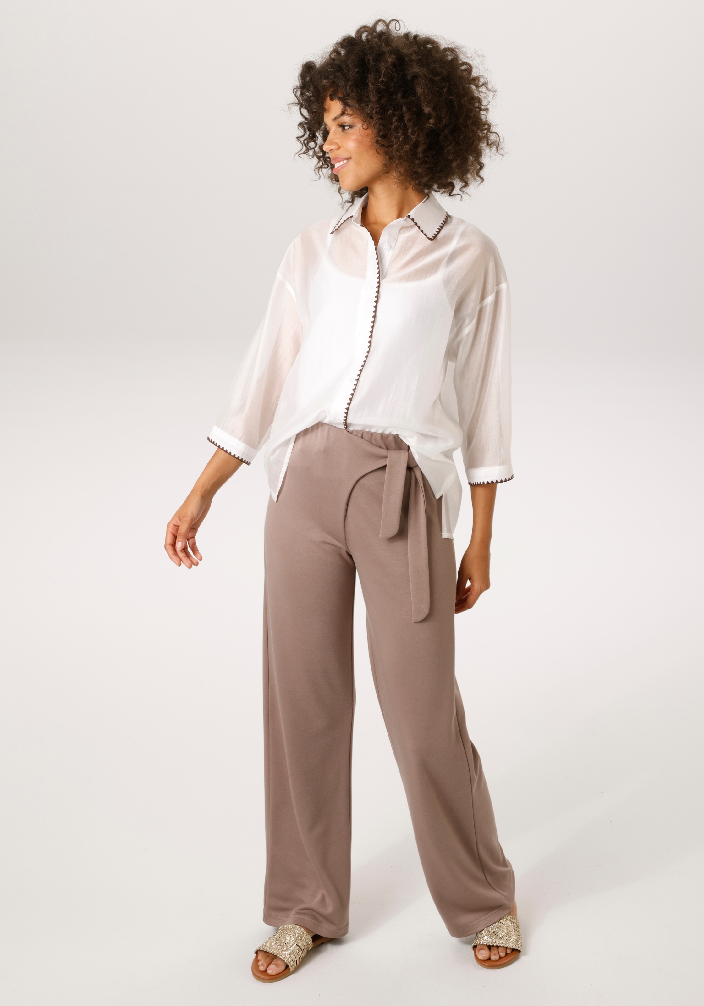 Aniston CASUAL Blouse chemise mit kontrastfarbener Häkelspitze verziert - NEUE KOLLEKTION