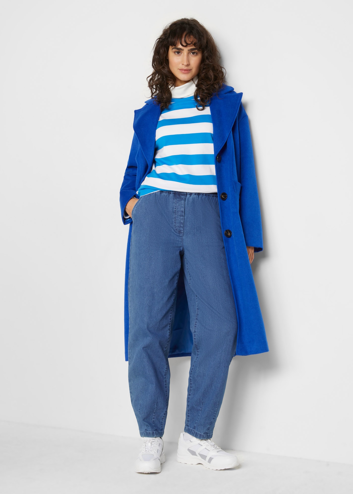 bonprix Mom-Jeans Loose Fit, elastischer Bund, aus Baumwolle, Polyester und Elasthan