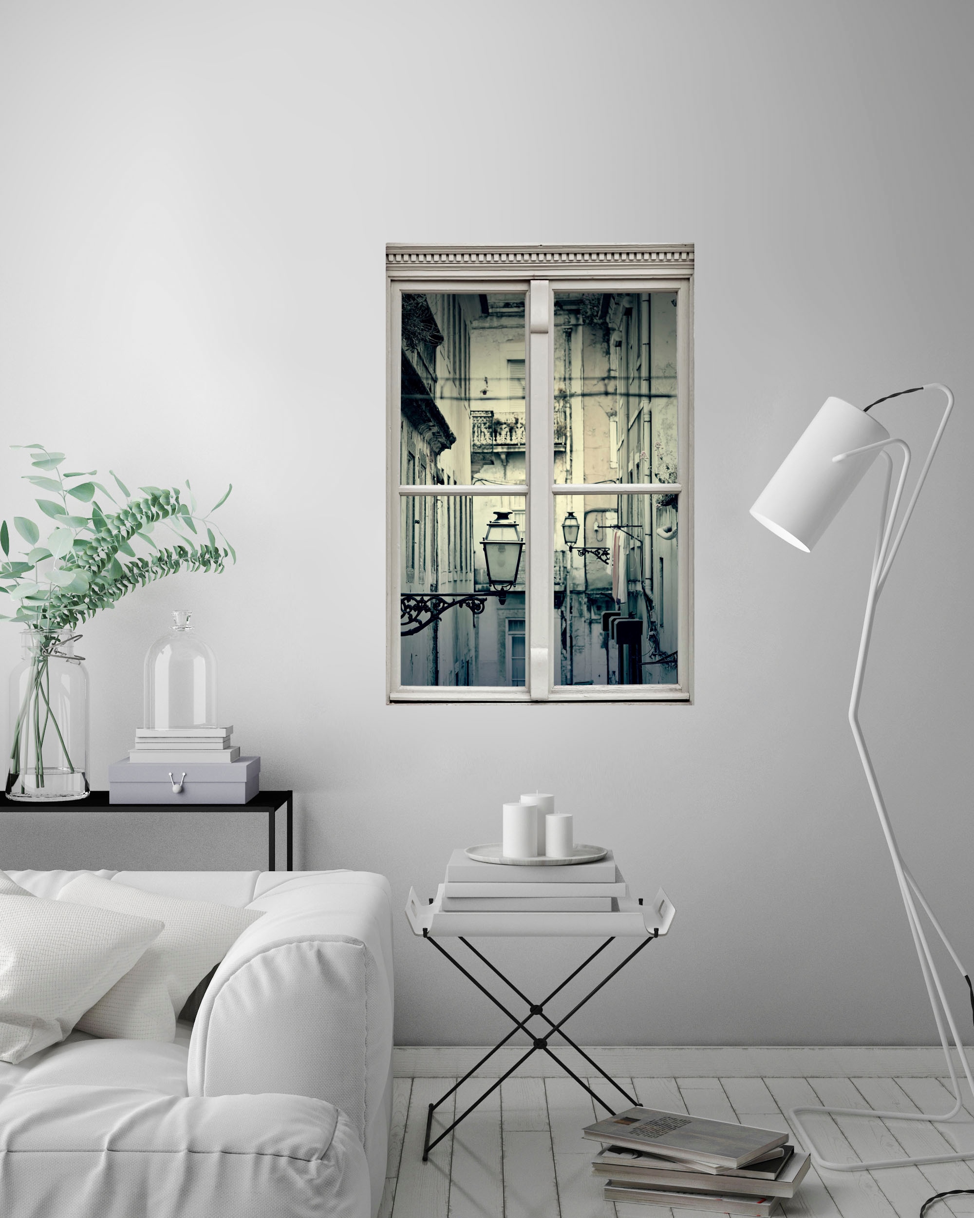 queence Autocollants muraux »Häuserwände« Wandsticker, Wandbild, selbstklebend, 3D, Fenster