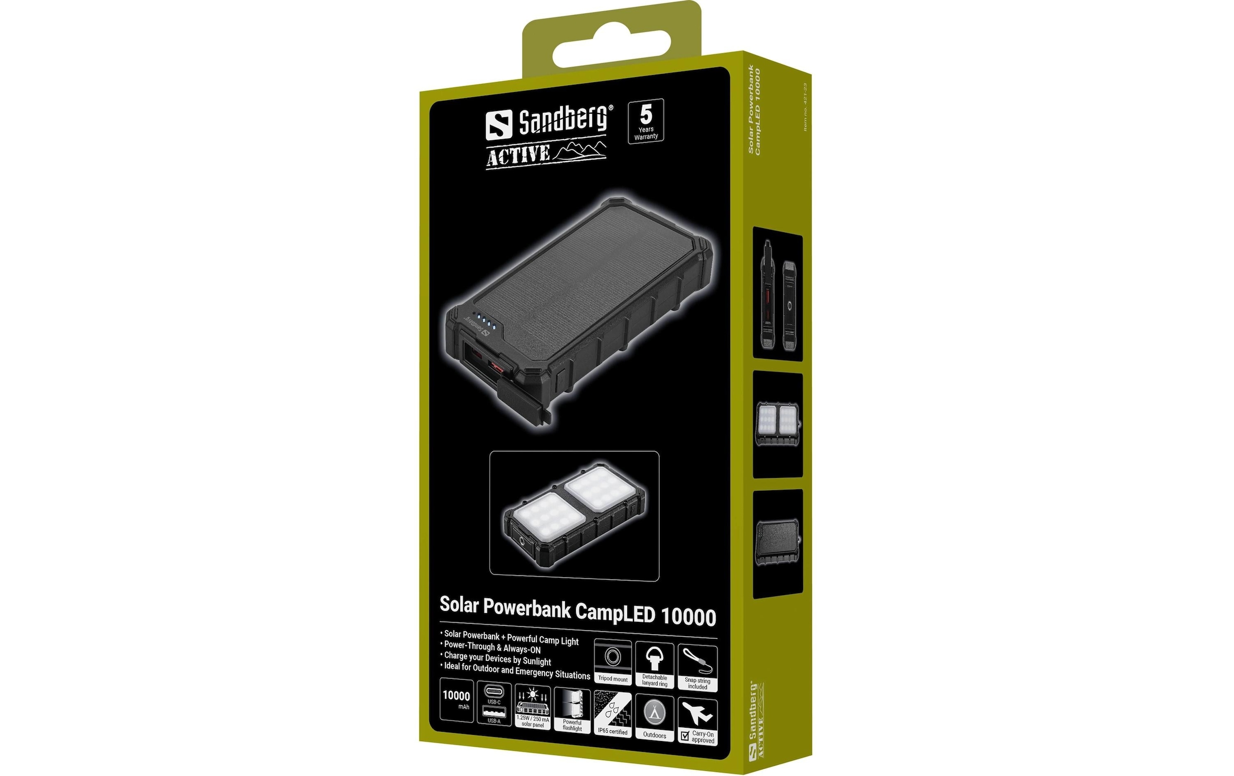 Sandberg Banque d'énergie »Solar CampLED 10000 mAh« Solarpanel