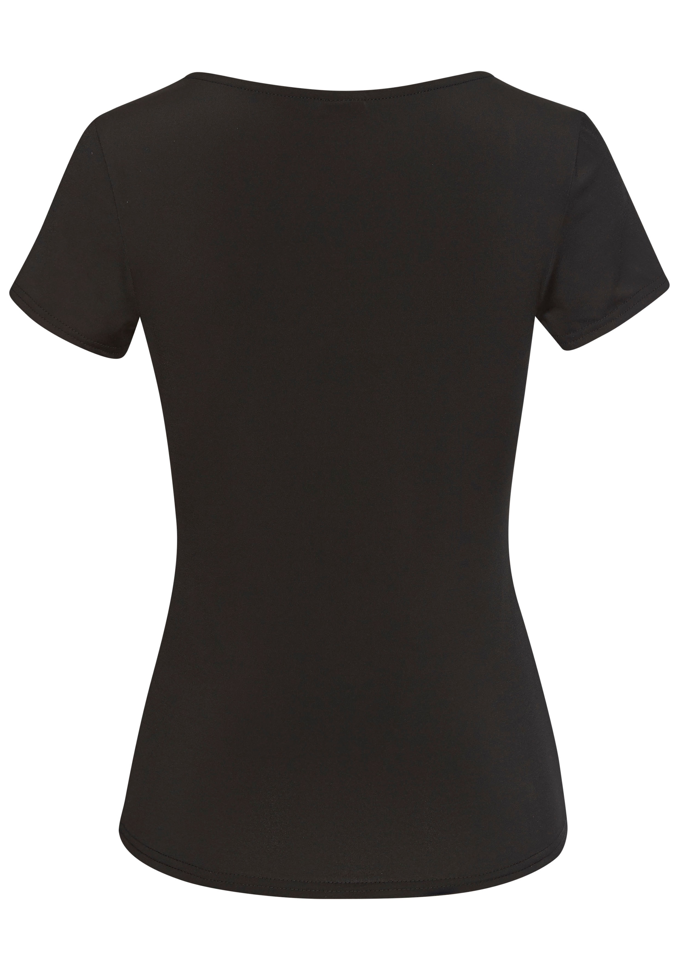 LASCANA T-shirt aus bügelfreiem Material, elegantes Kurzarmshirt, doppellagig