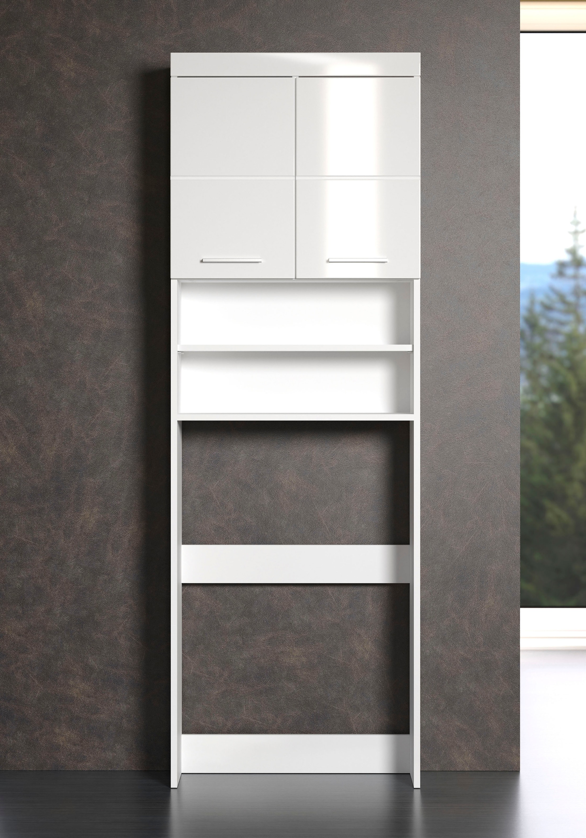 welltime Waschmaschinenumbauschrank »Avena« Waschmaschinenüberbau mit 2 Fächern - (B/T/H) 63/24/187 cm