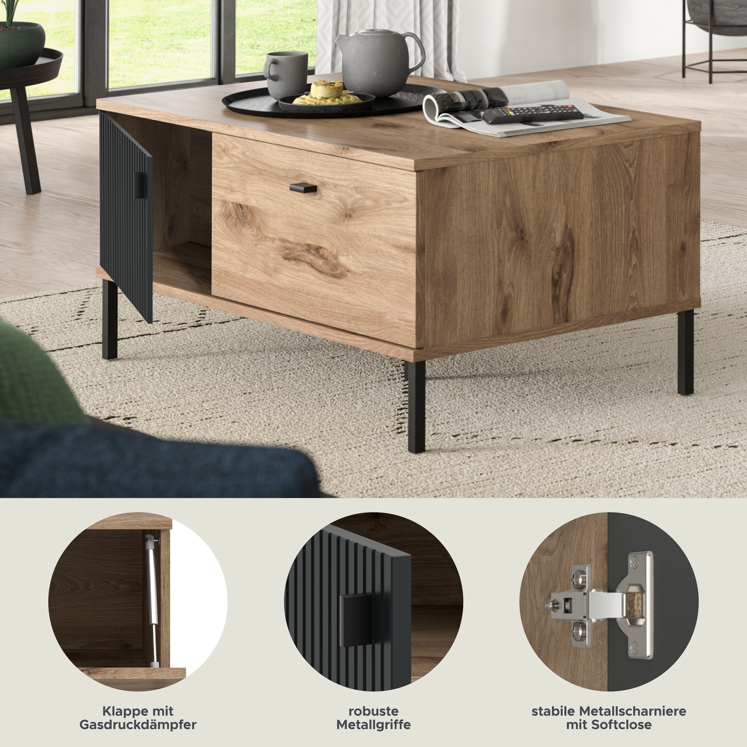 INOSIGN Table basse »TREVERK, Breite: 100 cm« 1 cuis tlg. Table basse, table de salon, table d'appoint, salon