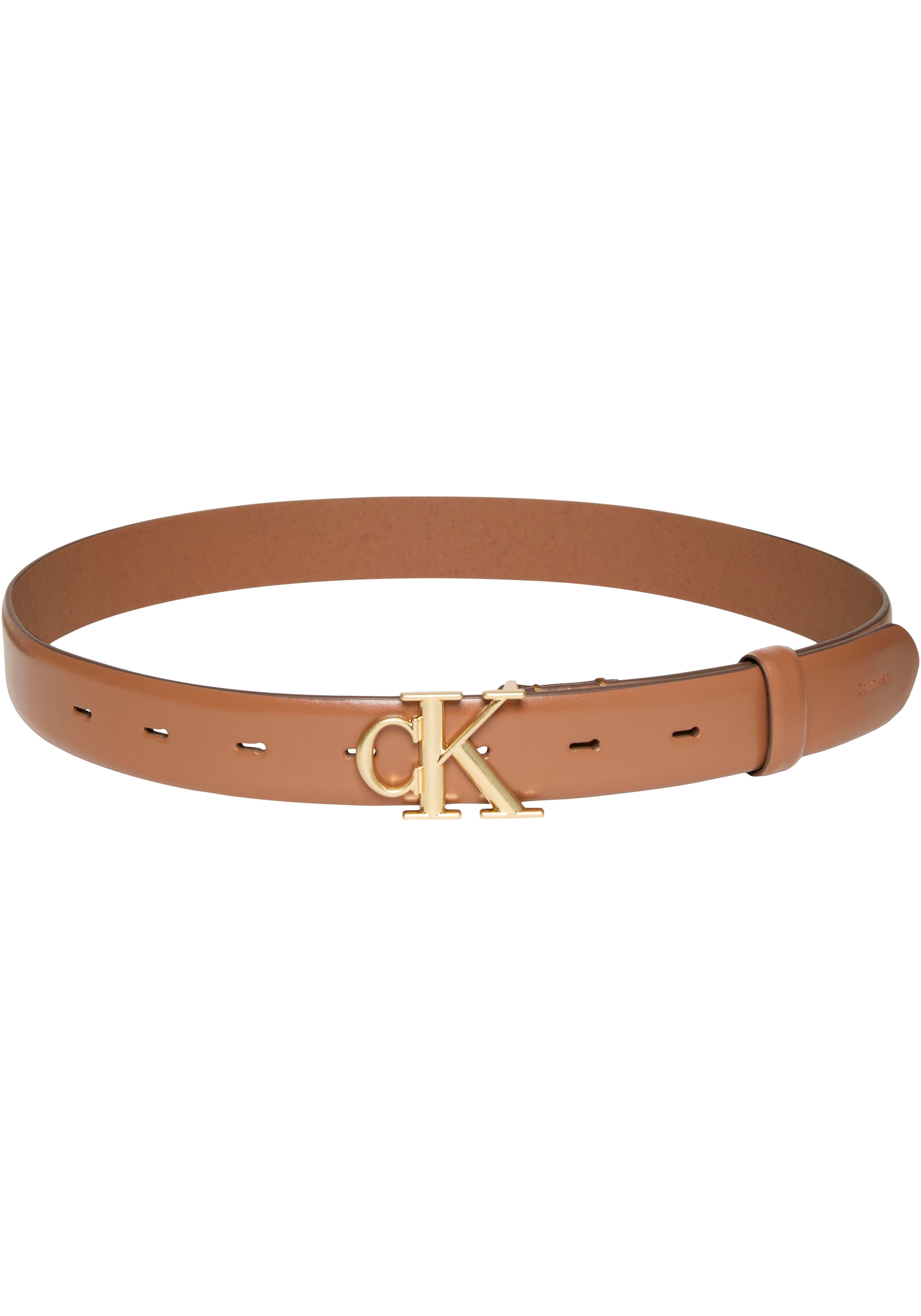 Calvin Klein Ceinture en cuir »ROUND CK BUCKLE 30MM BELT SMOOTH« Grössenverstellbar mit Metallschliesse