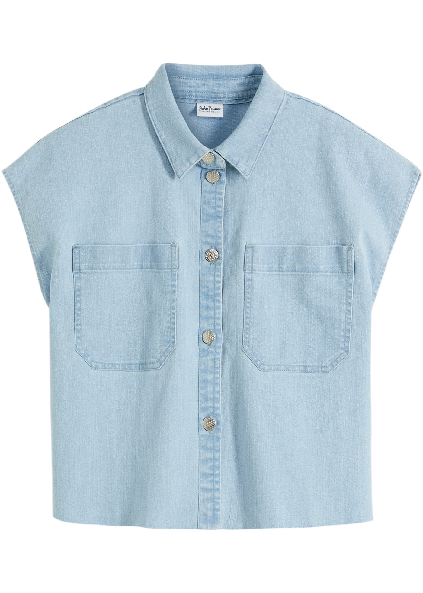 bonprix Blouse en jean »Kurze Boxy-Jeansbluse« in Boxy-Shape, mit Kurzarm und Brusttasche