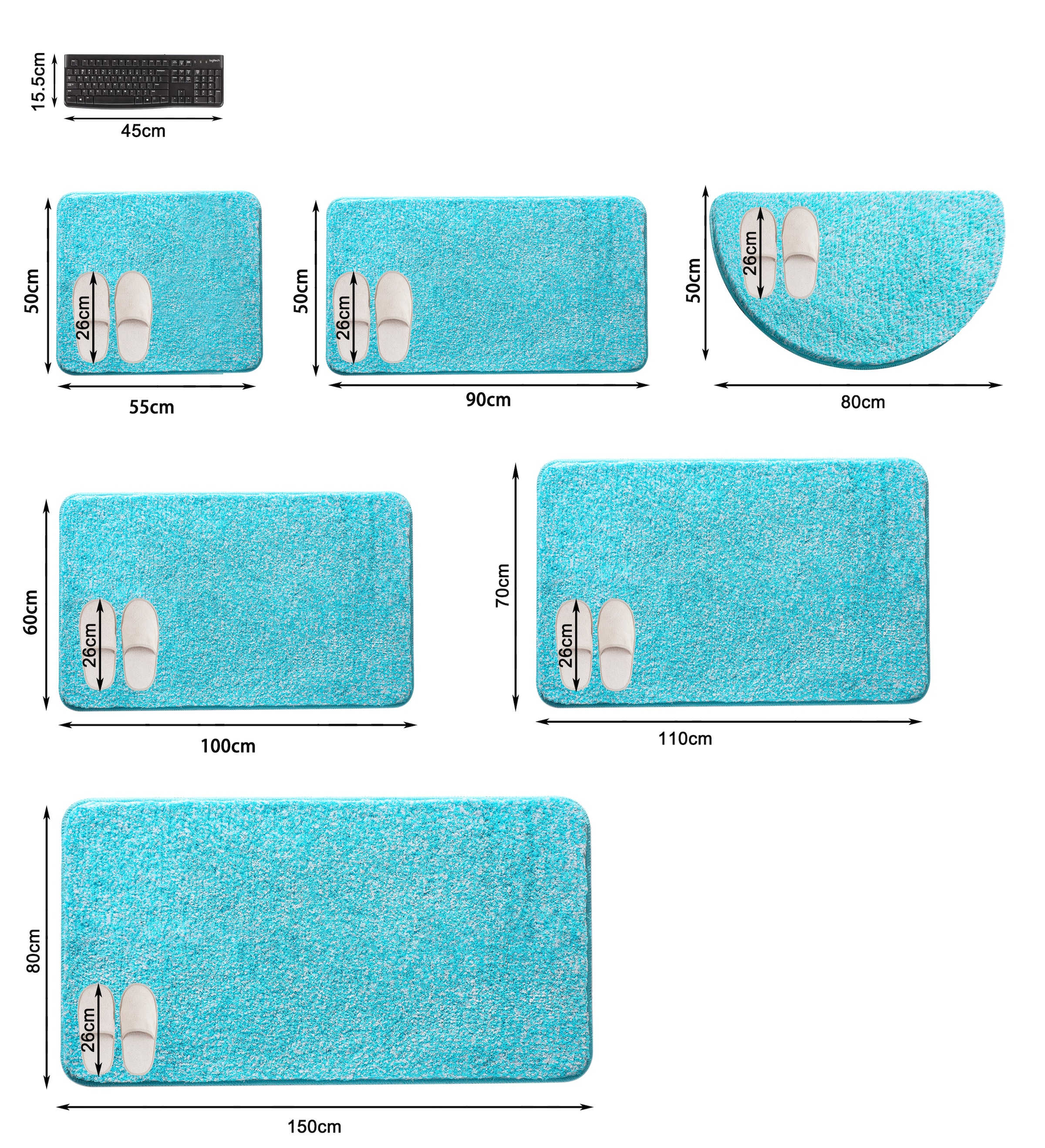 GOODproduct Tapis de bain »Vanessa meliert, Badvorleger, Badezimmer Teppich, Duschvorleger« Höhe 20 mm revêtement antidérapant Résistant tapis de bain, toucher doux, uni