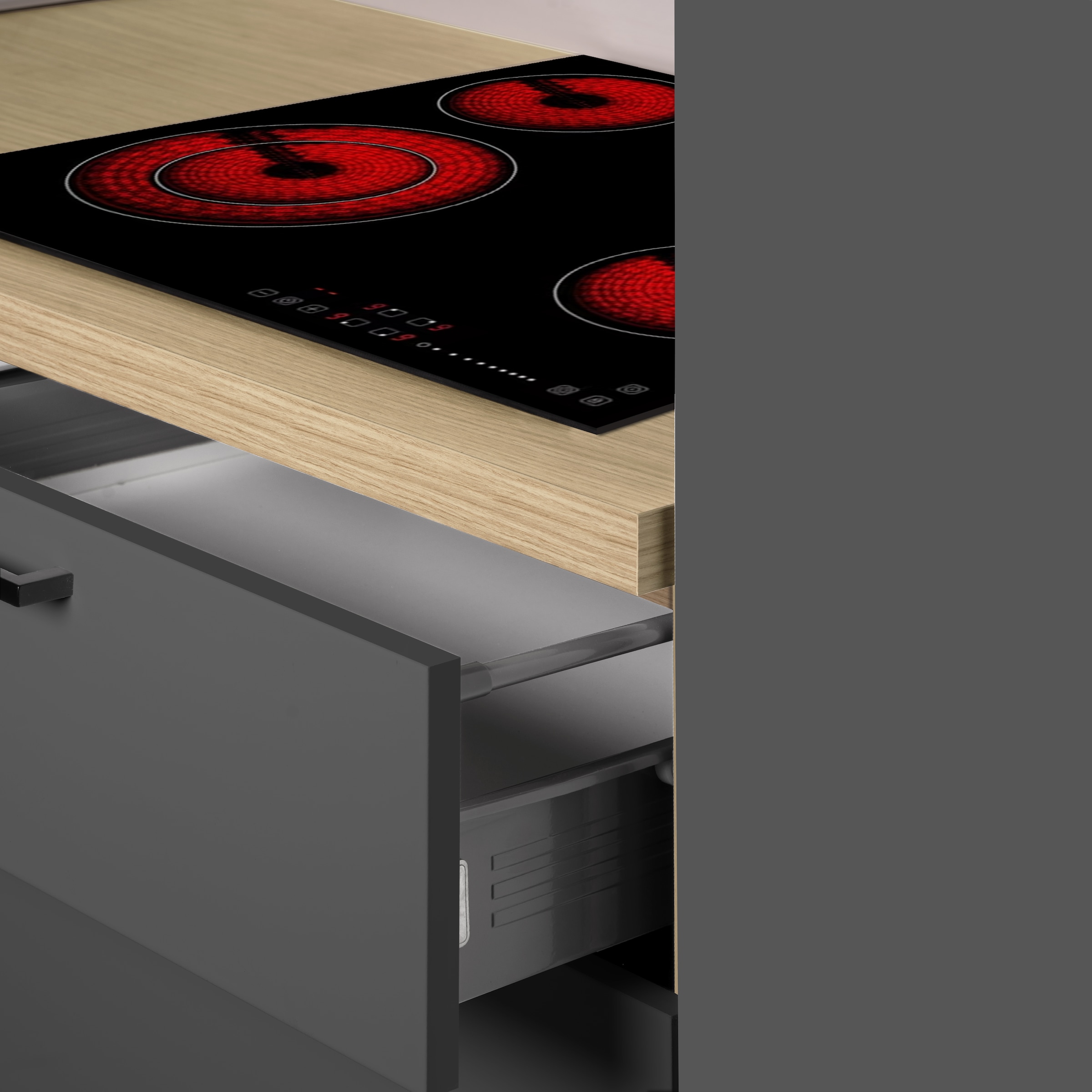 KOCHSTATION Kitchenette »Luna, Einbauküche, Zeilenküche, mit Soft-Close Funktion, Made in Italy« Breite 300 cm ohne E-Geräte, mit Spüle+Siphon und Aufsatz