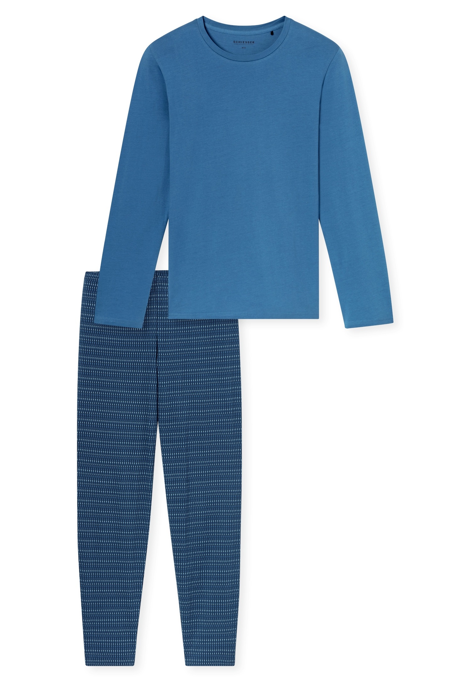 Schiesser Schlafanzug »Casual Essentials« 2tlg., 2 mit unifarbenem Langarmshirt mit rundem Halsausschnitt