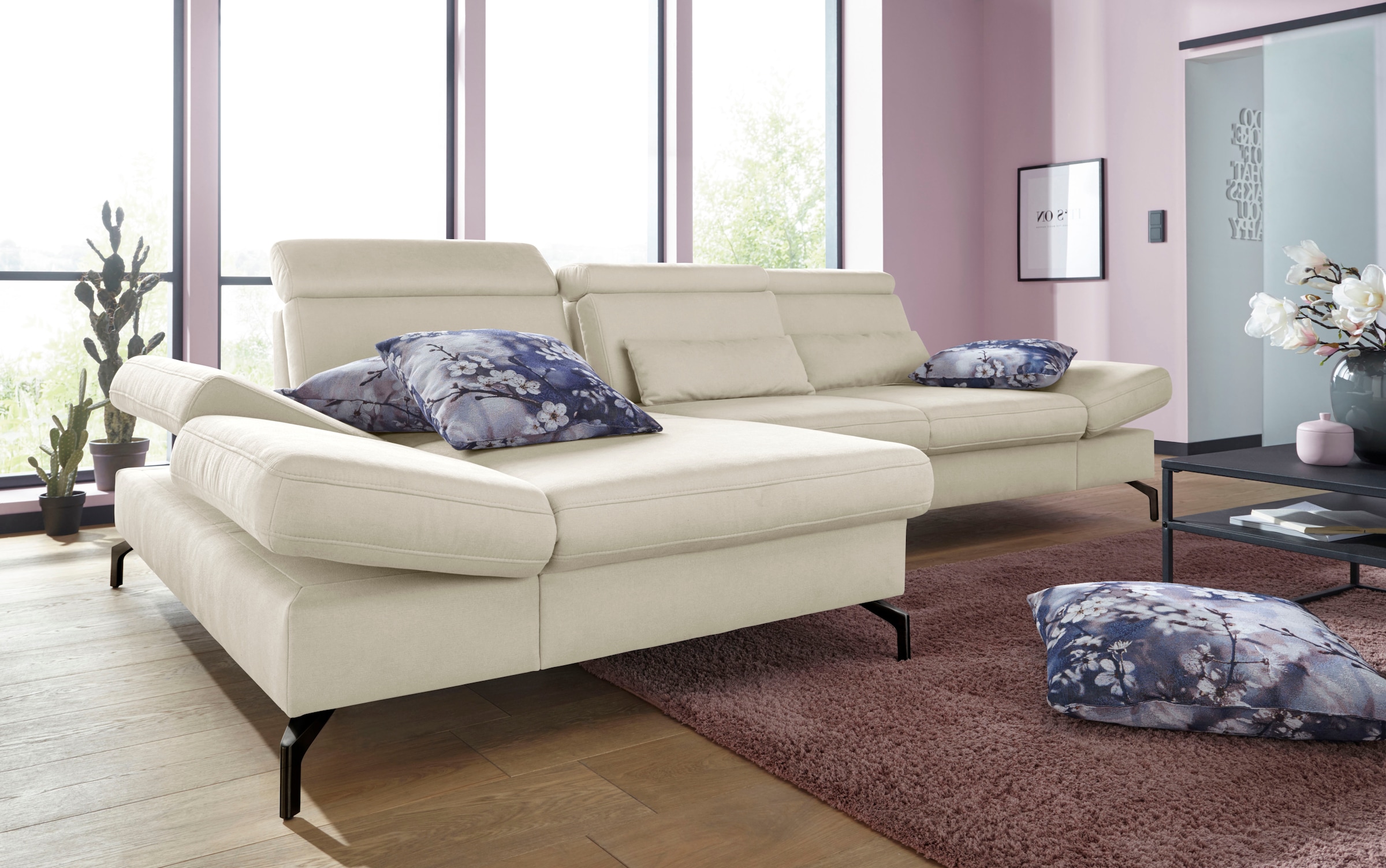 sit&more Ecksofa »Brisbane L-Form« Fusshöhe 15 cm, inklusive Sitztiefen-, Armteil- und Kopfteilverstellung