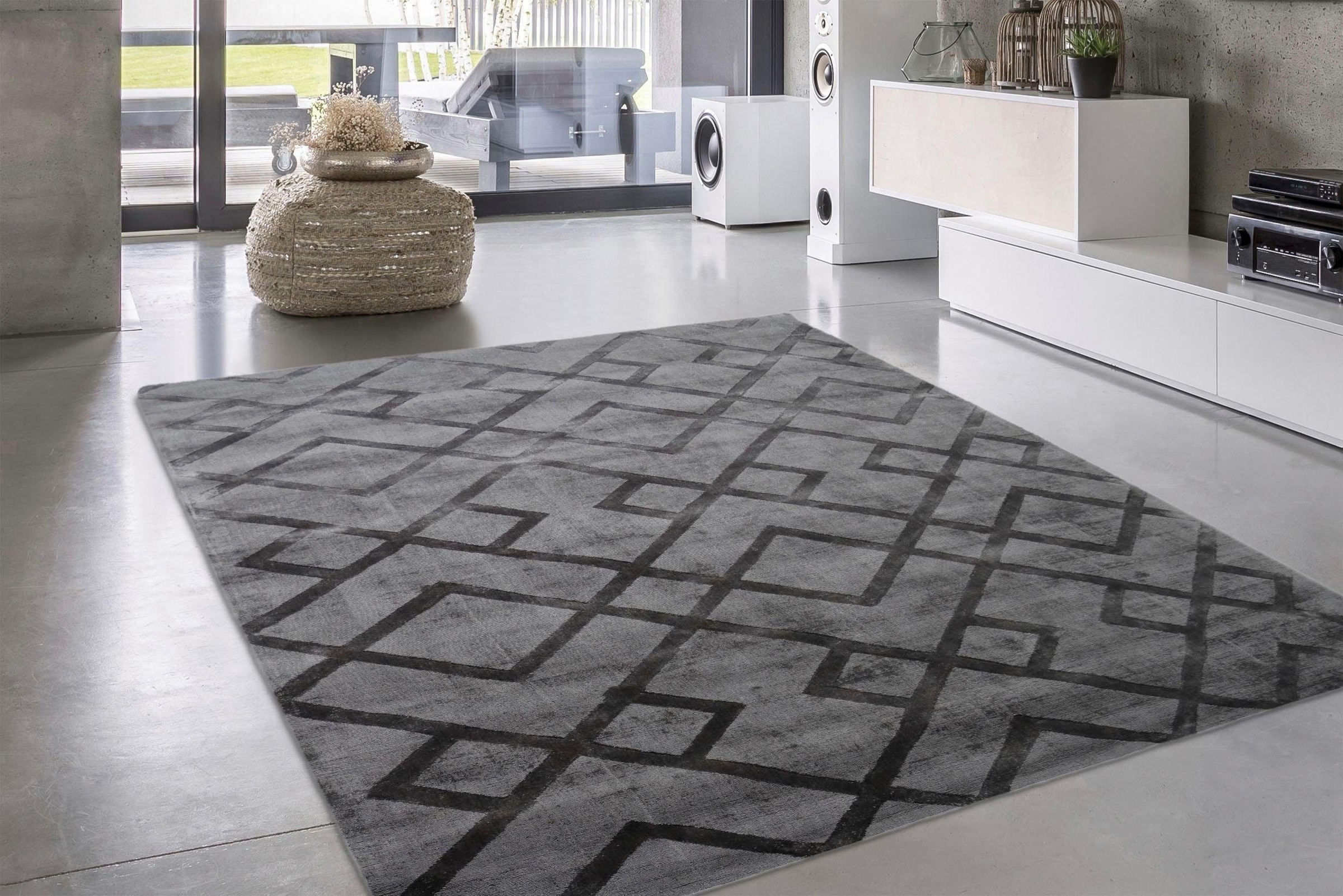 calo-deluxe Teppich »Viteox 310« rechteckig 13 mm Höhe Viskose, Kurzflor, Wohnzimmer