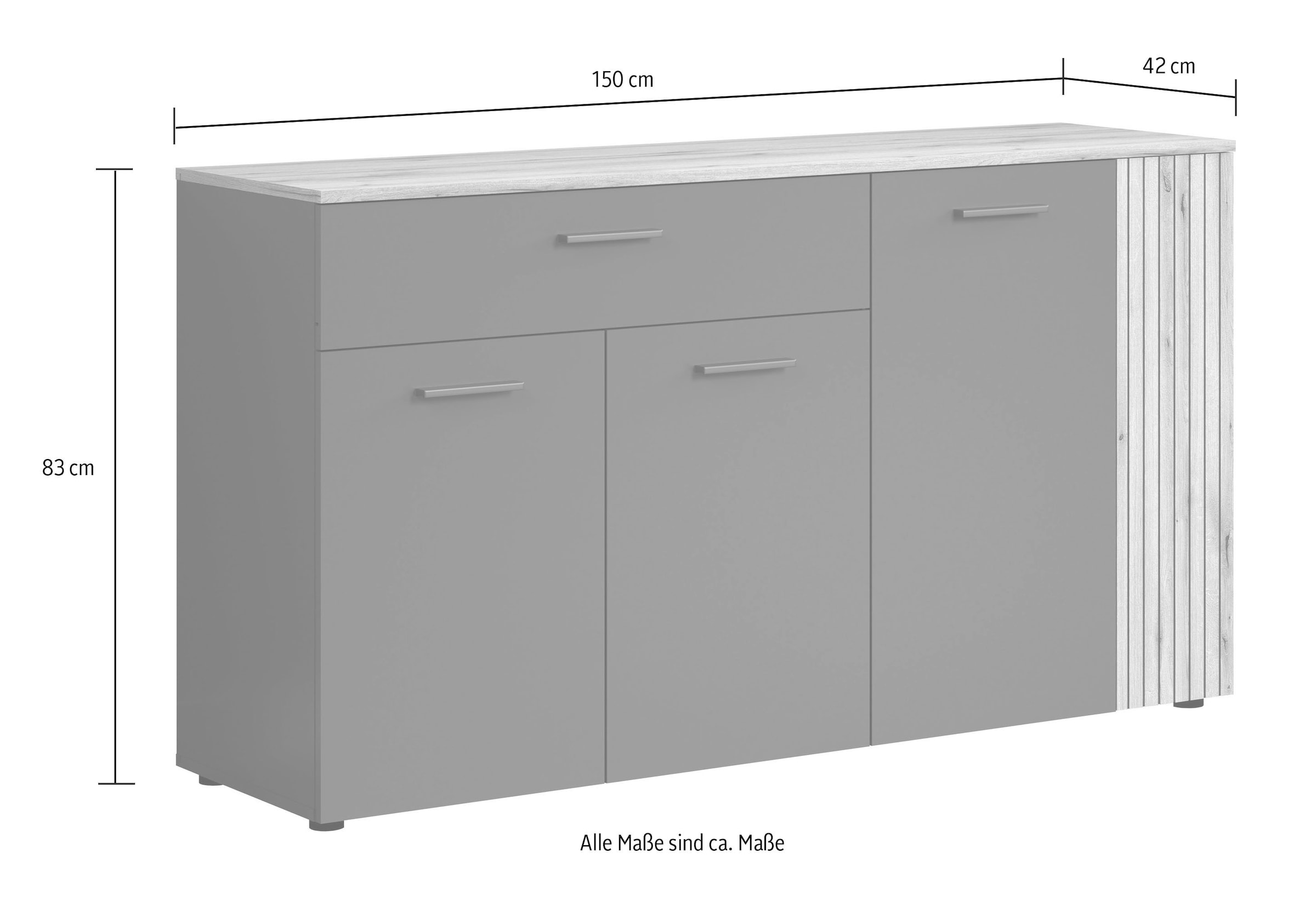 Home affaire Buffet »Estepona« 1 cuis tlg. commode, aspect panneau acoustique ; largeur 150 cm