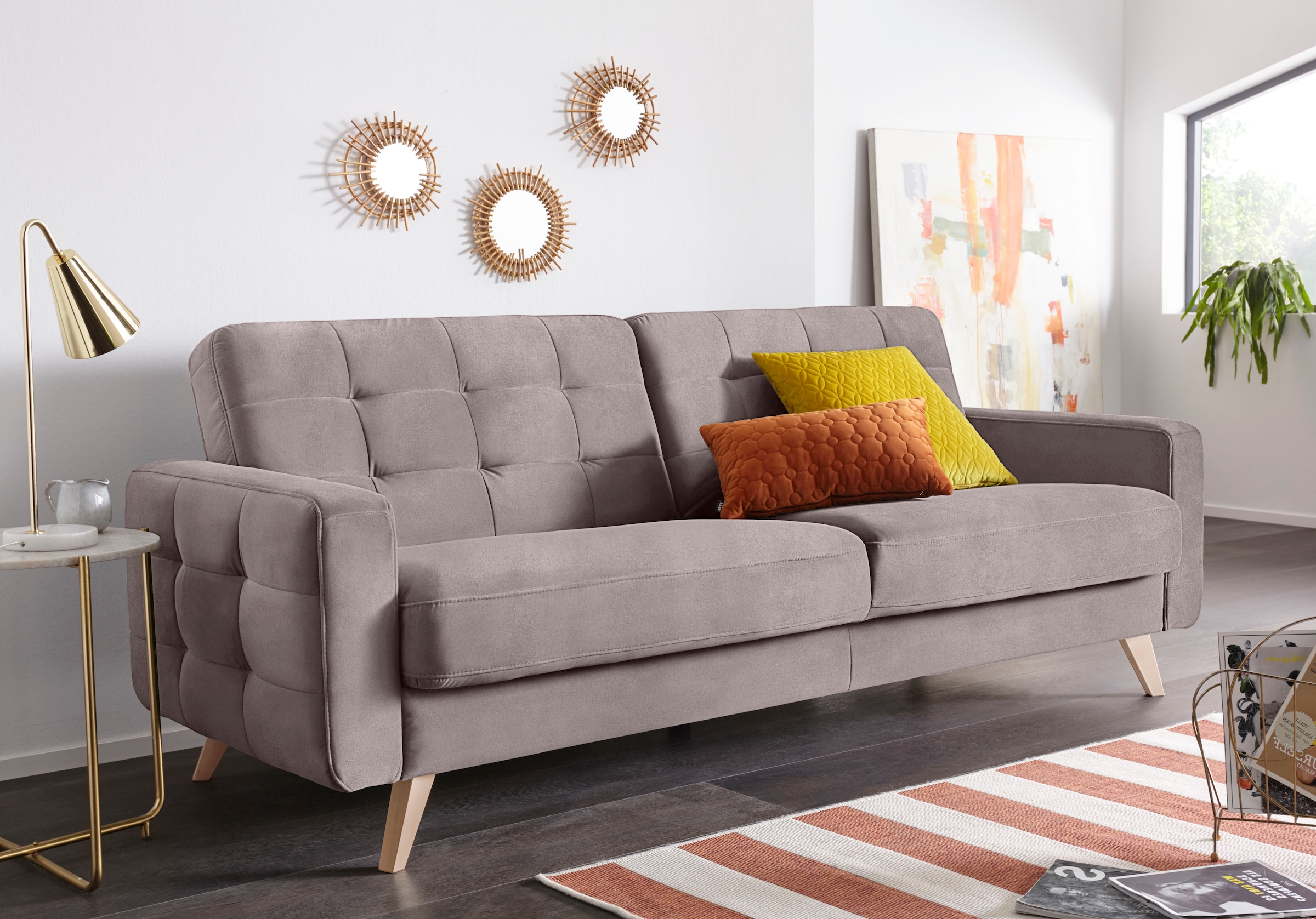 exxpo - sofa fashion 3-Sitzer »Nappa, kompakt, bequem, zeitloses Design, Breite 222cm, L-Form« tolle Detailverarbeitung