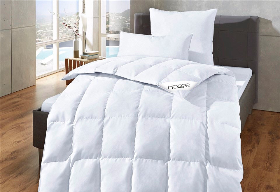 GOODproduct Daunenbettdecke + Kopfkissen »Köniz, Bettdecke 135x200&155x220 cm mit 80x80 cm Kissen Made in Green« 2-tlg., Set mit Kissen, allergiker geeignet (Hausstauballergiker)