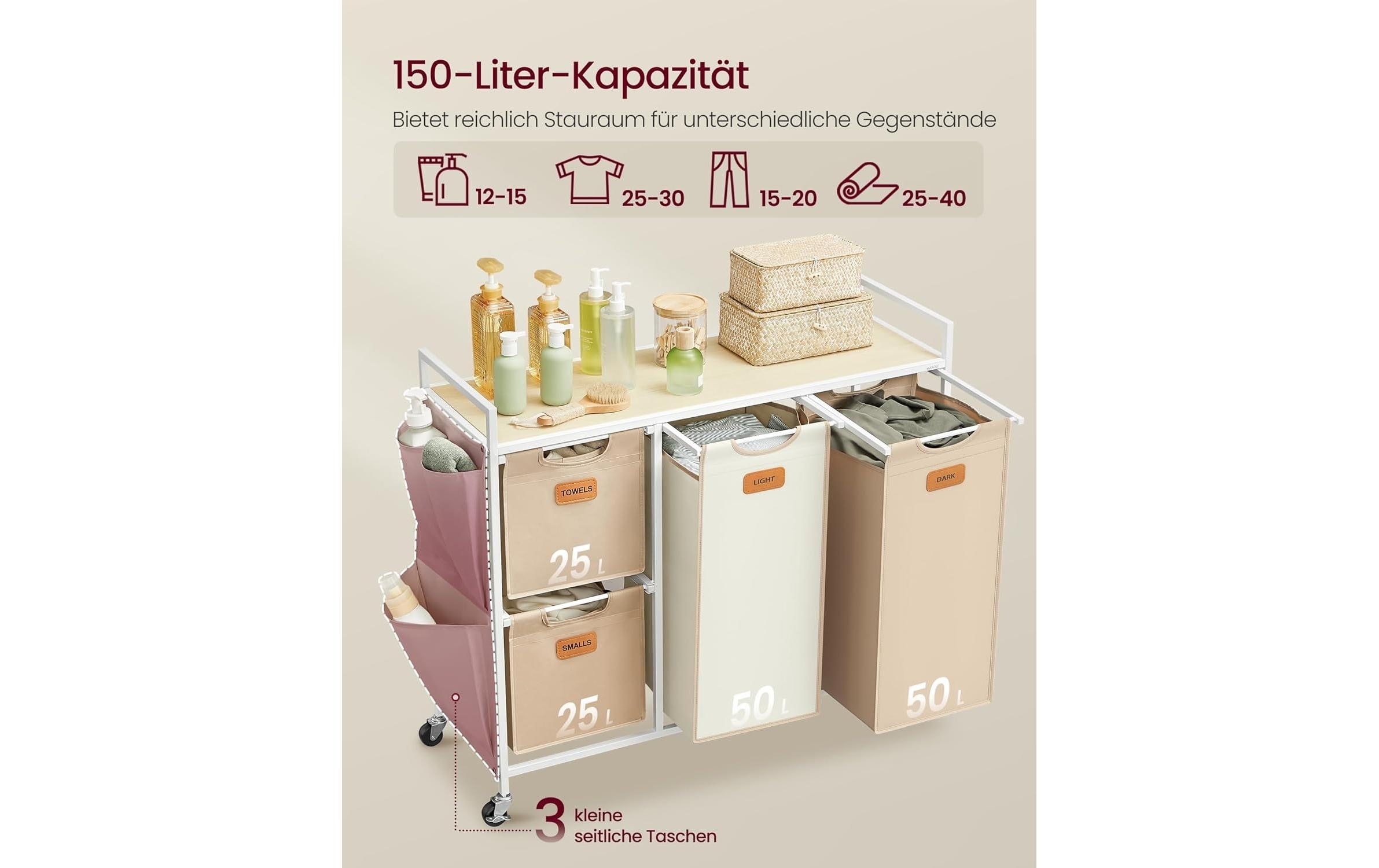 VASAGLE Panier à linge »mit 4 Fächern 150 l«