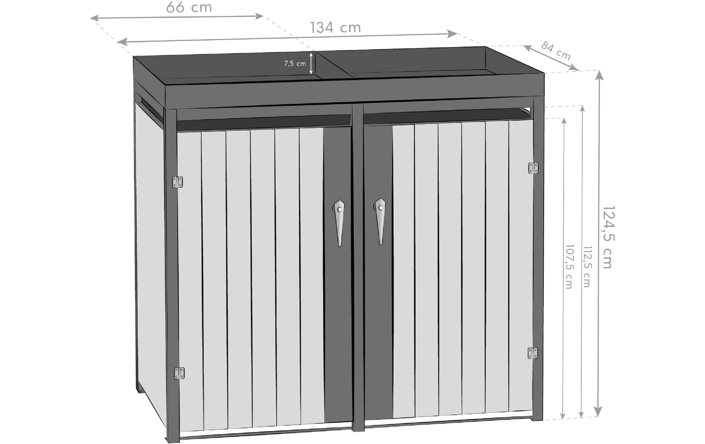 WESTMANN Boîte de jardin »WMHHWTC-62« pour 2x240 l, LxPxH : 134x84x125 cm