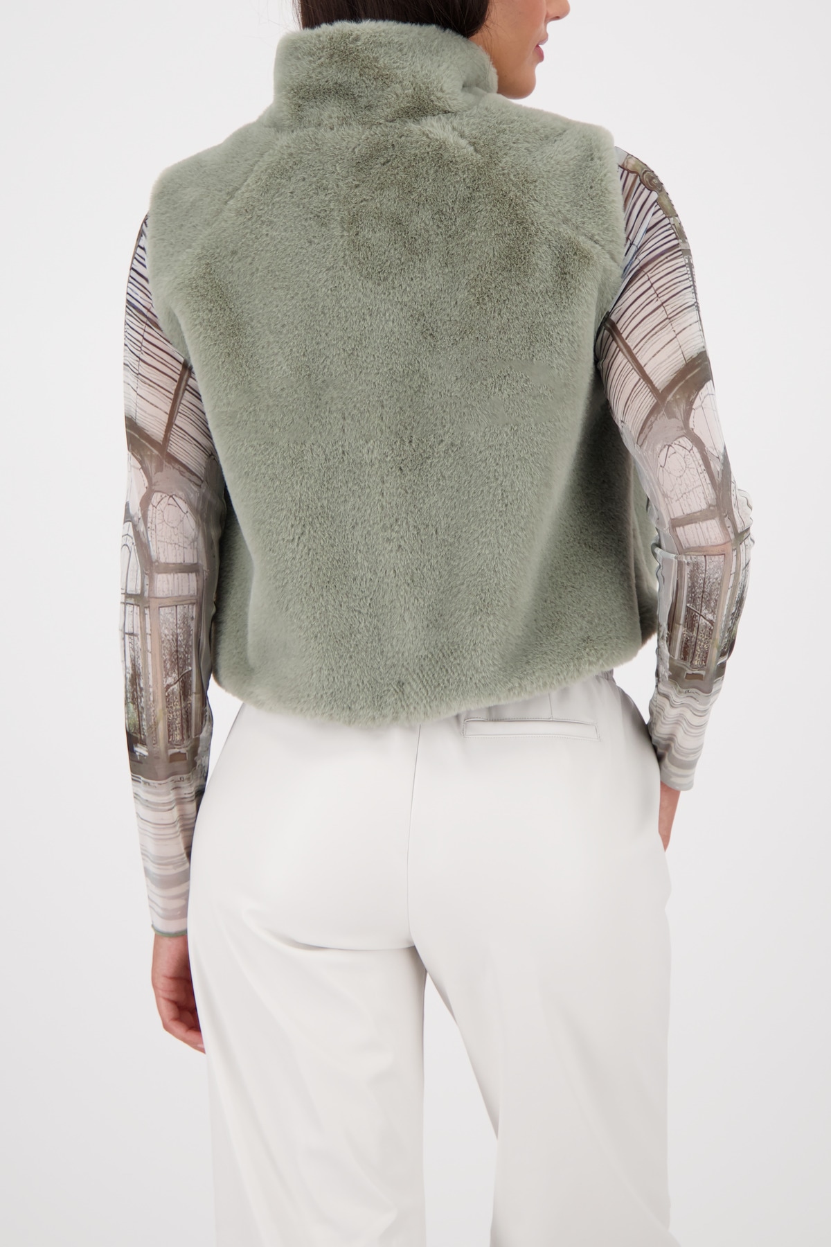 Monari Gilet en imitation fourrure »Weste fake fur« Regular fit, mit Rundhalsausschnitt