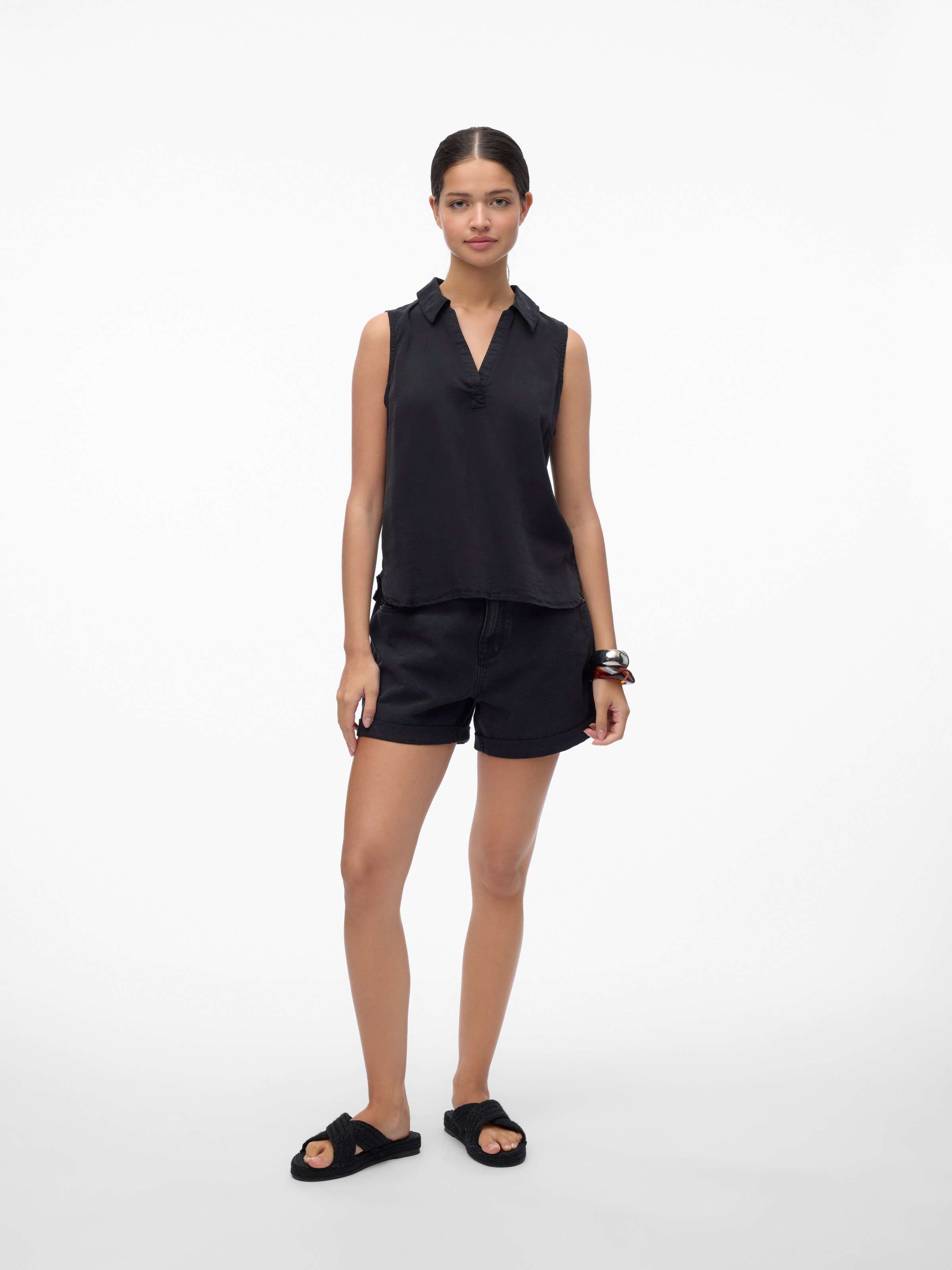 Vero Moda Haut de chemise »VMHARPER SL COLLAR SHORT TENCEL TOP GA« Viskose, regular fit