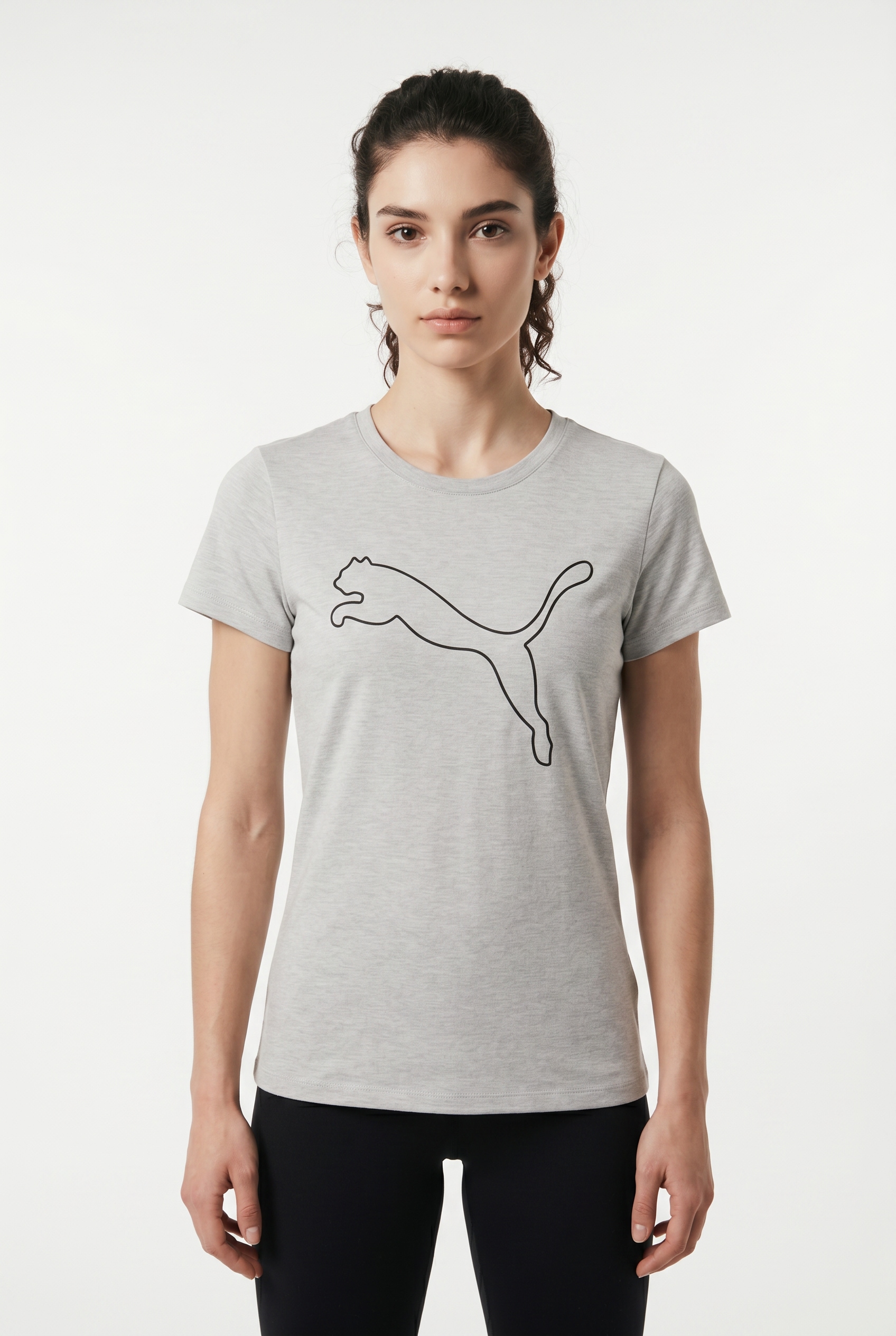 PUMA Trainingsshirt »W TAD ESSENTIAL HEATHER LOGO TEE« Kurzarm, sportliches T-Shirt, für sportliche Aktivitäten