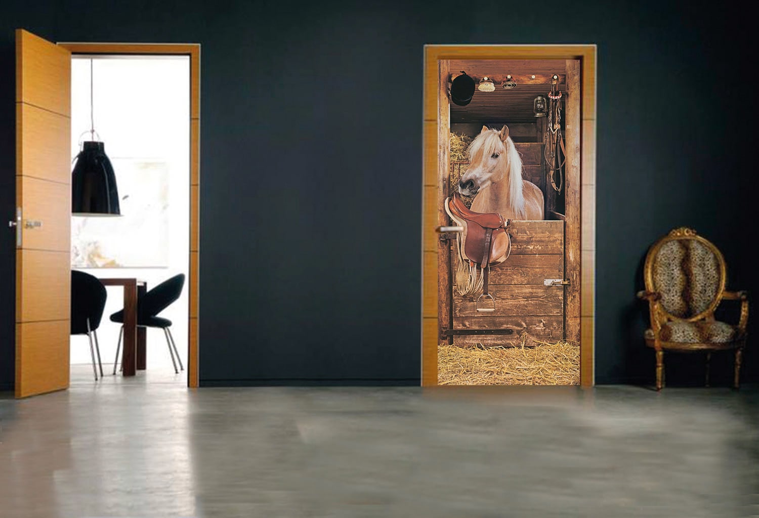 Papermoon Fototapete »Horse in Stable - Türtapete« matt