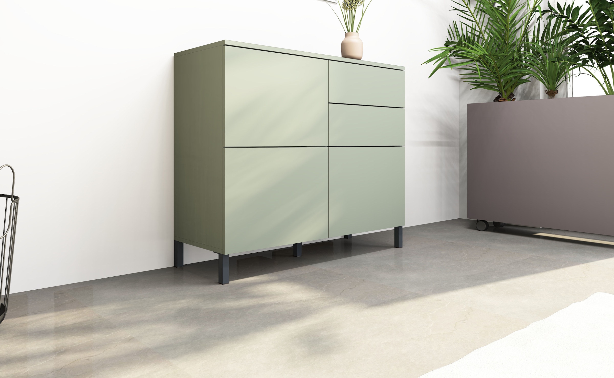 borchardt Möbel Commode »Haama, modern, grifflos, Metallfüsse, praktisch,  3 Türen« Push-To-Open, verstellbare Einlegeböden, viel Stauraum, Breite 93cm