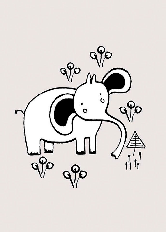Komar Image »Scribble Elephant« 1 cuis tlg. Wandbild zur Dekoration - ohne Rahmen