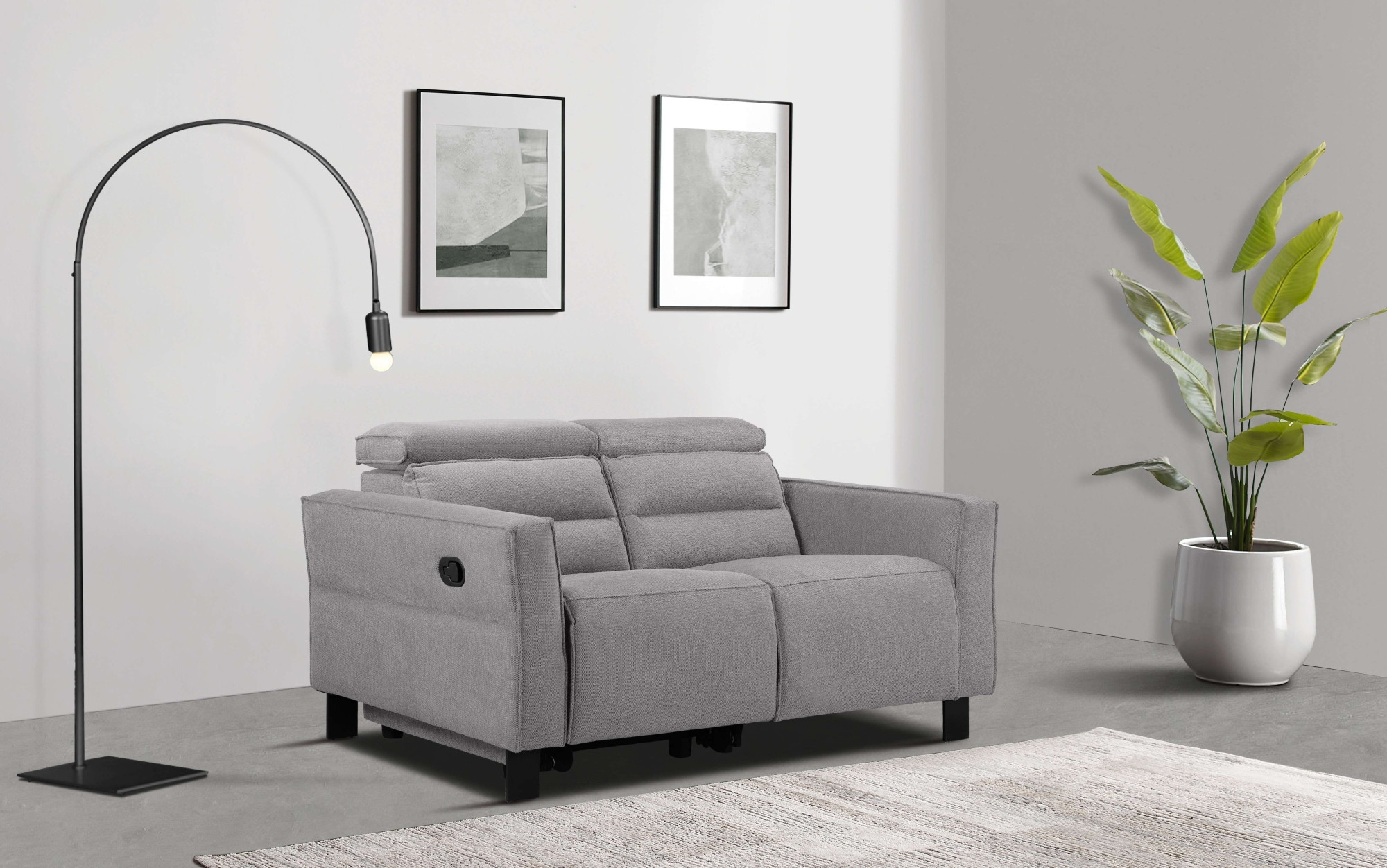 GOODproduct 2-Sitzer »Carpari Webstoff, 162 cm, man./elektr. Relaxfunktion« (USB A/C), sowie Kopfteilverstellung