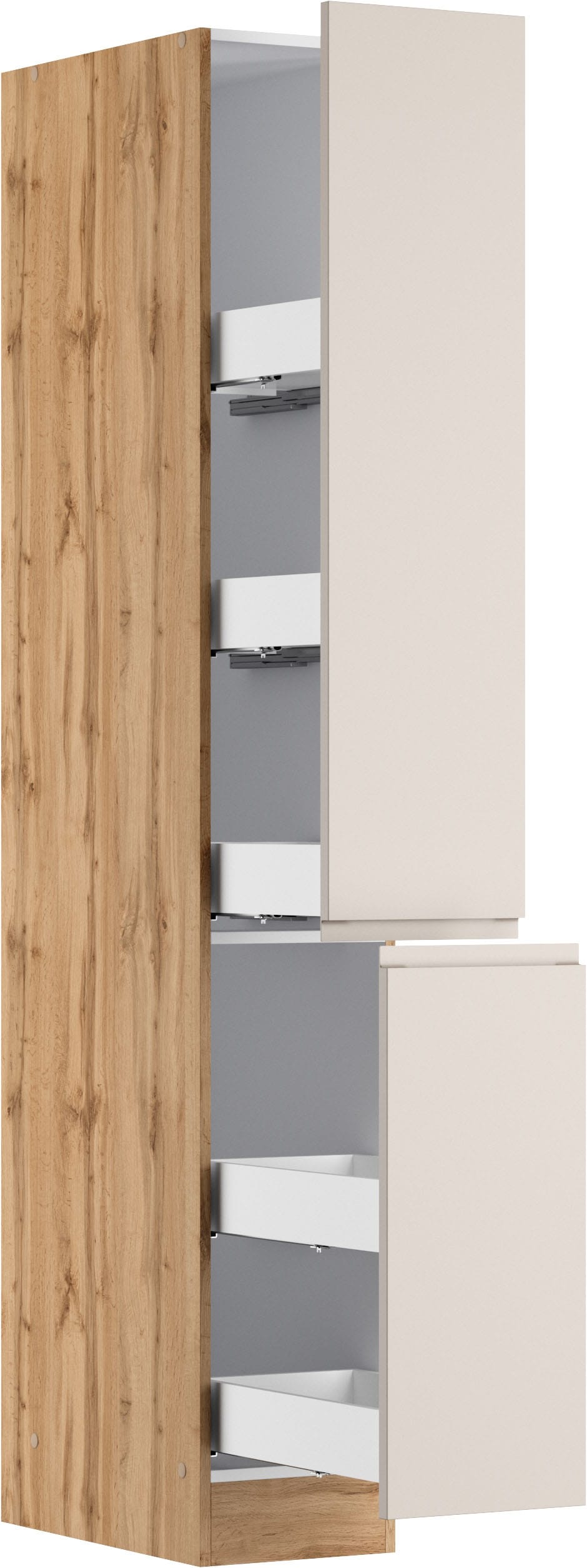KOCHSTATION Apothekerschrank »KS-Virginia,neu in verbesserter Ausführung« Stauraum, Softclose,  Breite 30 cm, Höhe 200 cm, 2 Auszüge, Soft-Close-Funktion
