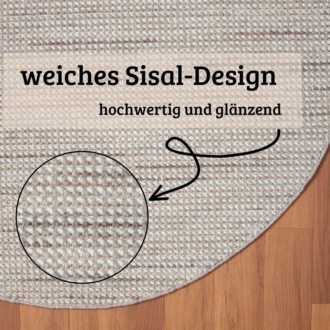 GOODproduct Teppich »Vals« rund 7 mm Höhe Uni Farben, meliert, Sisal-Optik, auch in rechteckig erhältlich