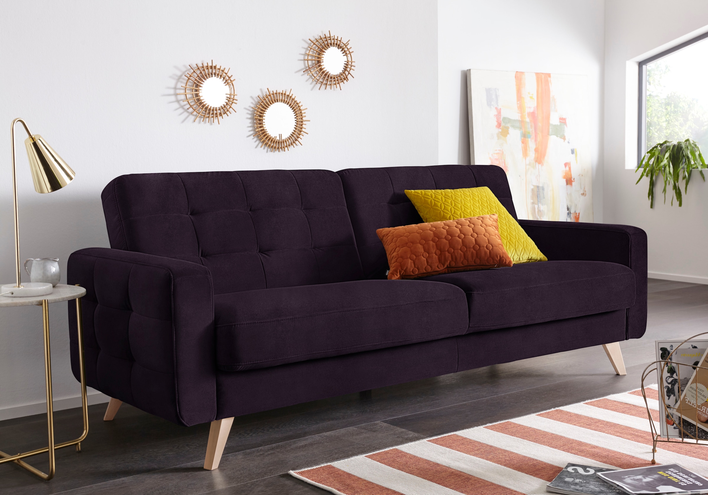 exxpo - sofa fashion 3-Sitzer »Nappa, kompakt, bequem, zeitloses Design, Breite 222cm, L-Form« tolle Detailverarbeitung
