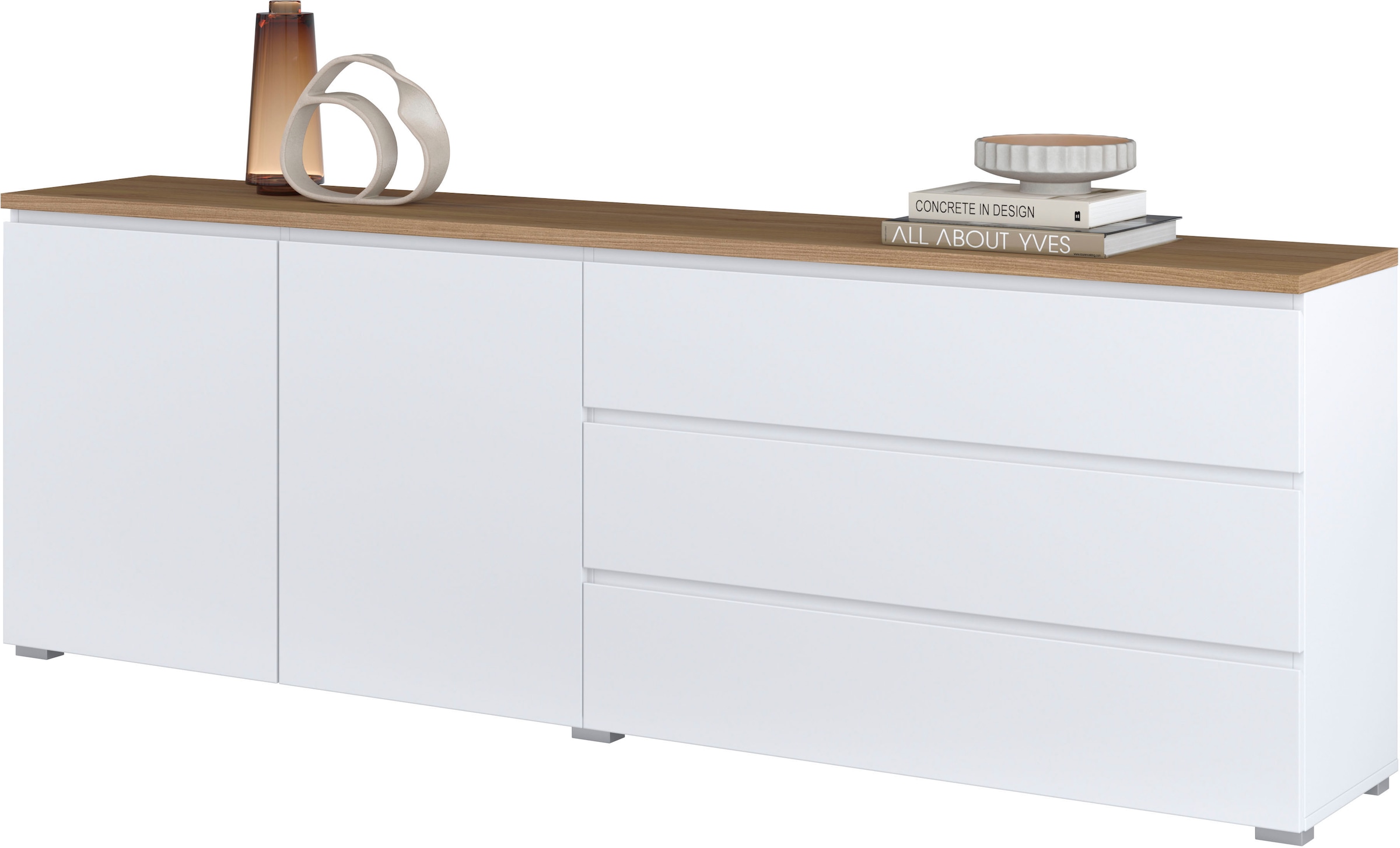 INOSIGN Sideboard »Modo, Breite 200 cm, moderne grifflose Kommode 2Türen/3 SK« Schubladenkommode mit viel Stauraum, Einlegeböden verstellbar