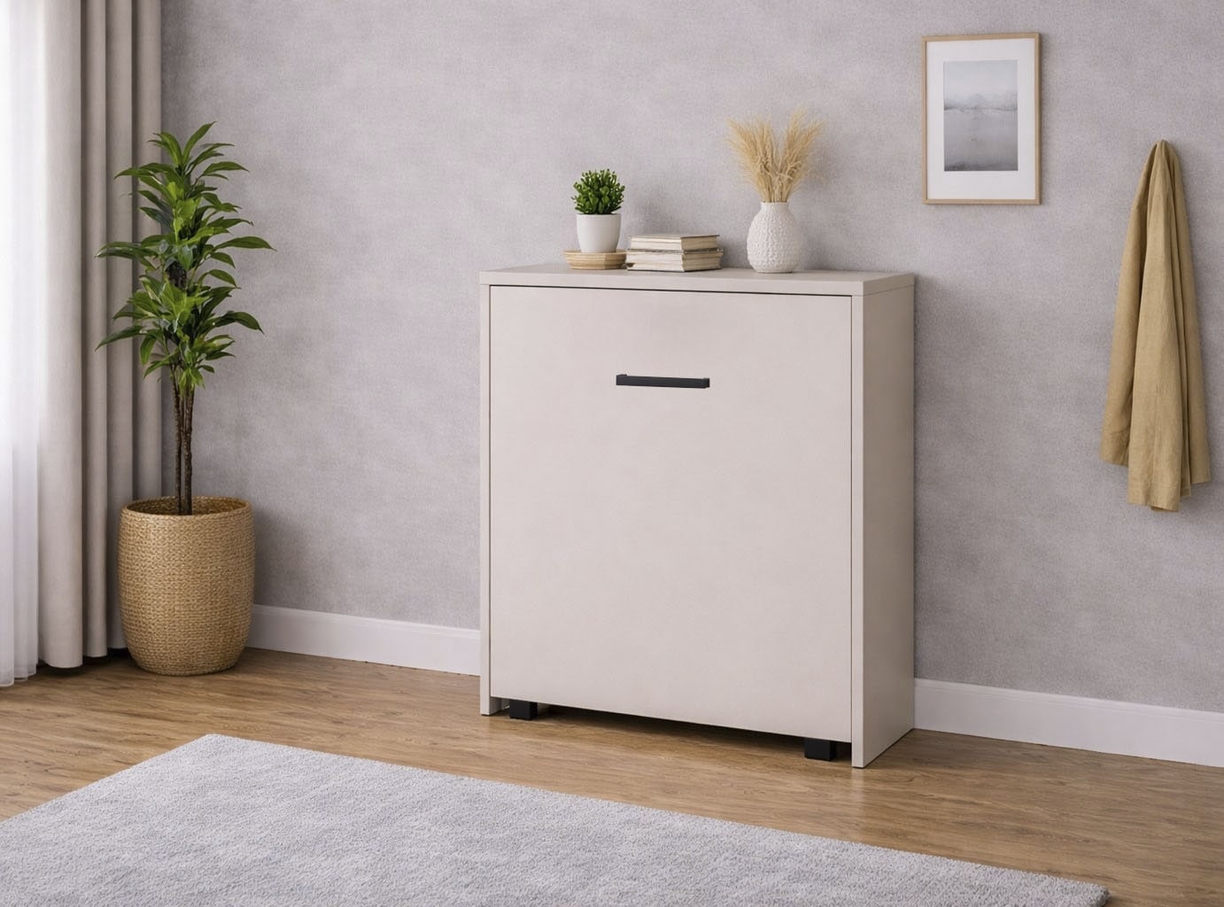 Home affaire Lit armoire »Sognum als Gästebett nutzbar, Wandklappbett in Kommodenoptik« Disponible en blanc, noir et cachemire,  incl. matelas, lit pliant gain de place, optimal pour petits espaces