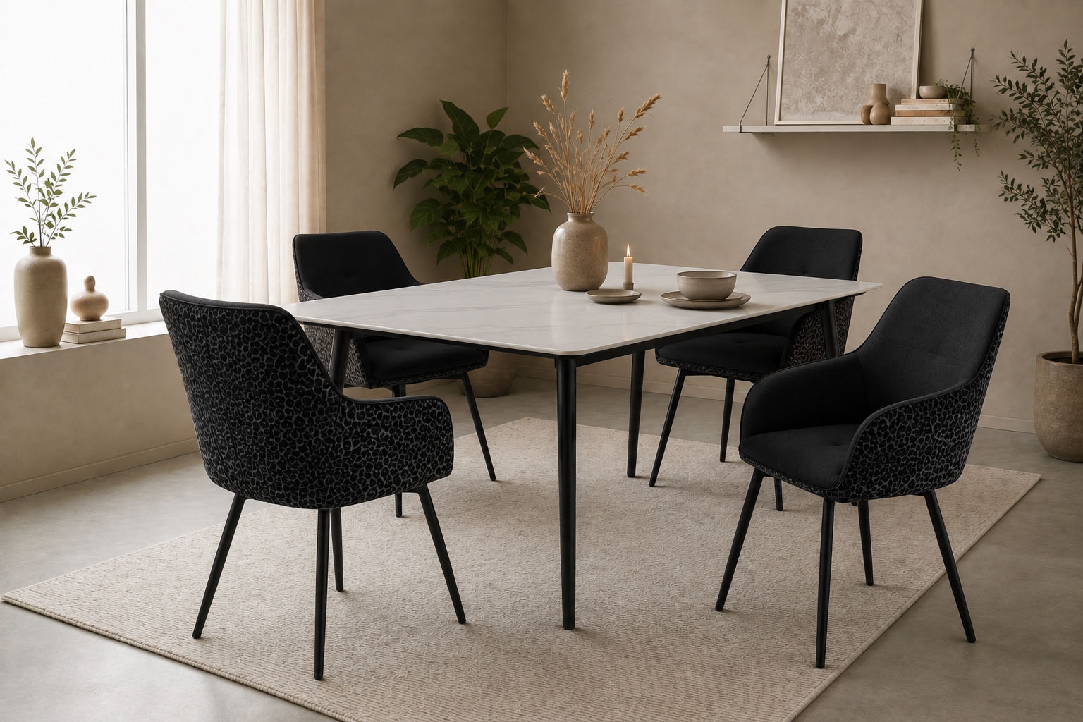 GOODproduct Chaise de salle à manger »Lincoln« (Ensemble) 2 cuismoderner Stuhl mit Leopardenlook, Webstoff und 360°-Drehfunktion