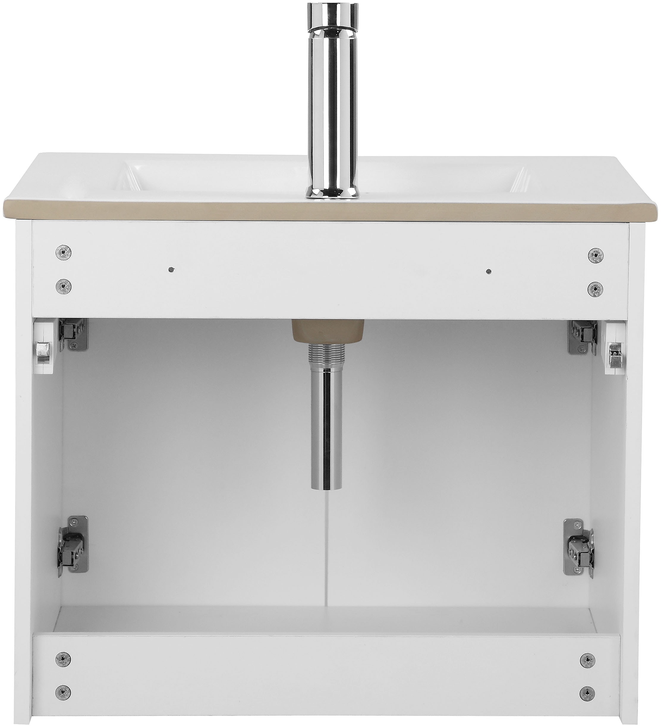 welltime Waschtisch »Florenz, Breite 60cm, 2 Tür, 2 Fächer, MDF-Front« Komplett-Set,  Waschplatz mit 2 Türen,in verschiedenen Farben erhältlich, Badmöbel