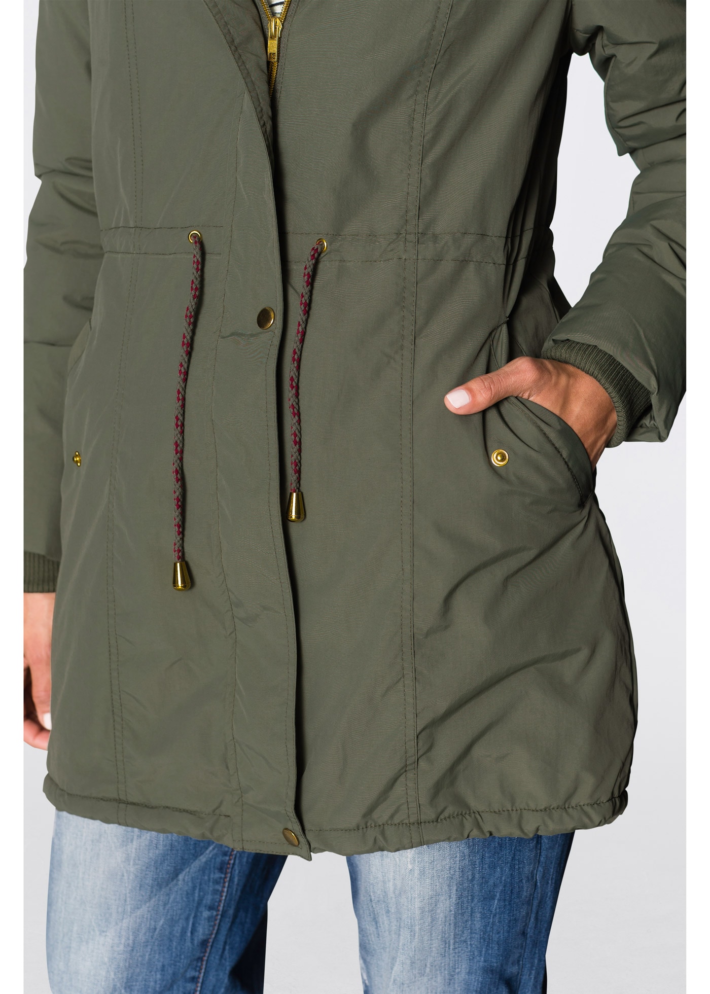 bonprix Parka mit Kapuze modischer Stil, mit Teddy-Fleece, mit Kapuze, lockere Passform