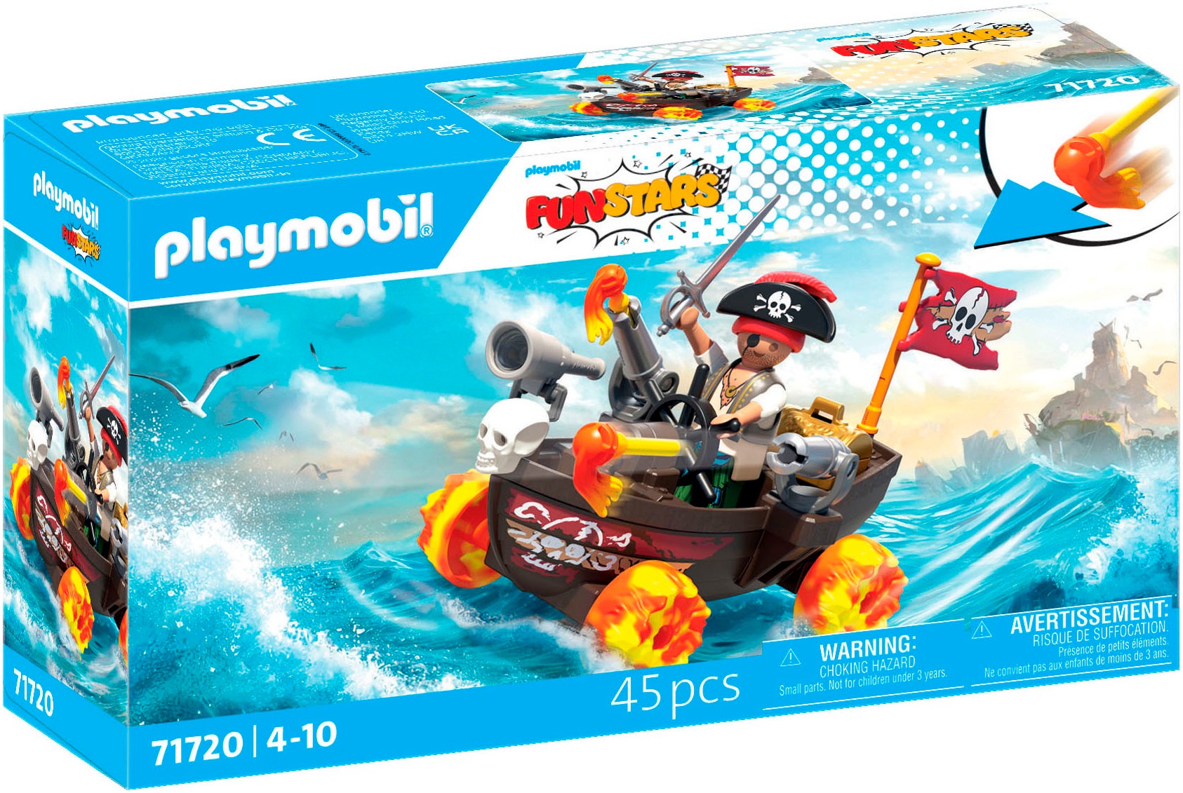 Playmobil® Konstruktions-Spielset »Rasendes Piratenboot (71720), Funstars« Made in Europe