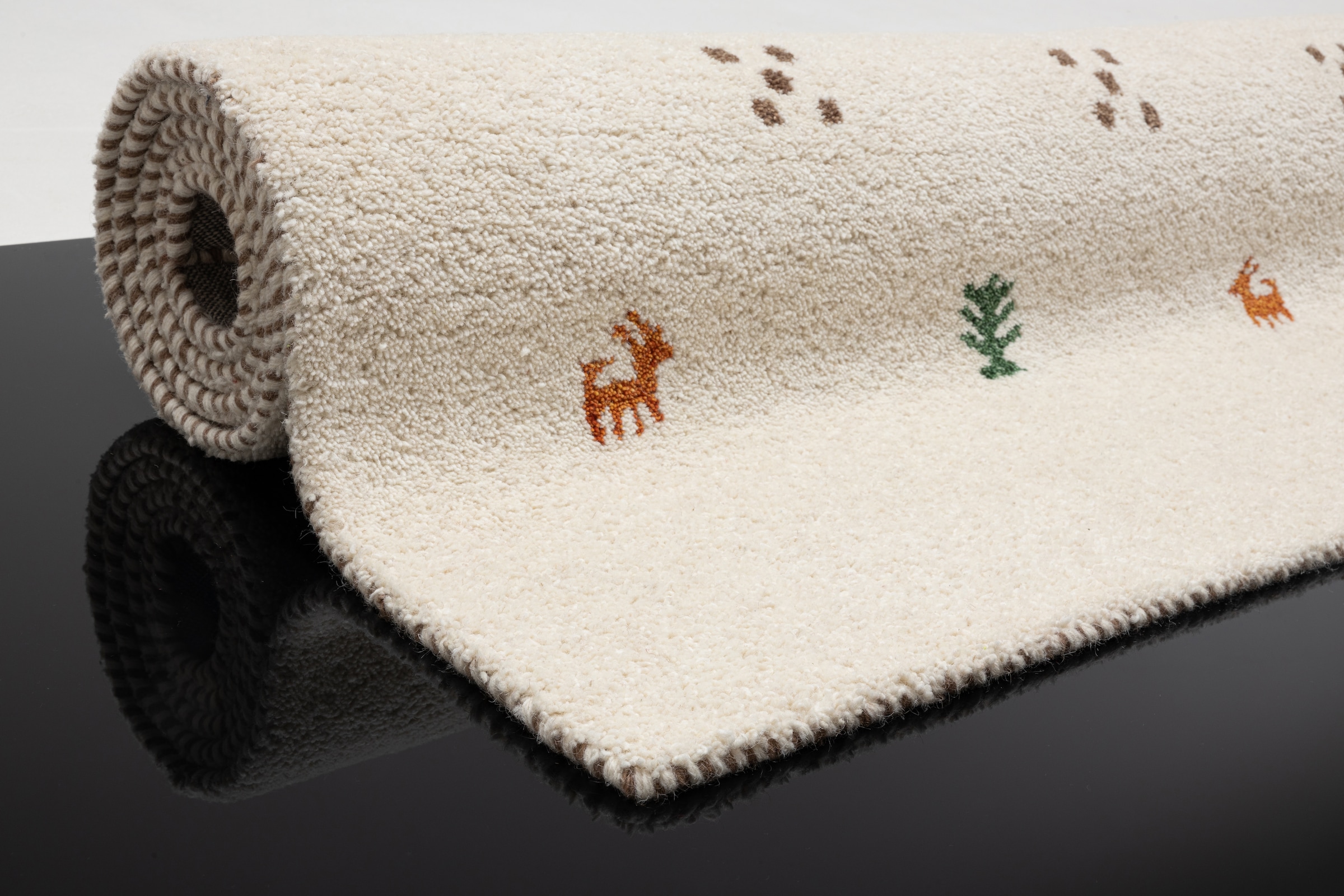 THEKO Tapis en laine »Gabbeh Motiv, Handweb Teppich, Tiermotiv,  reine Wolle, handgewebt« Rectangulaire 14 mm Höhe reine Wolle, handgewebt, Wohnzimmer, Schlafzimmer, Esszimmer