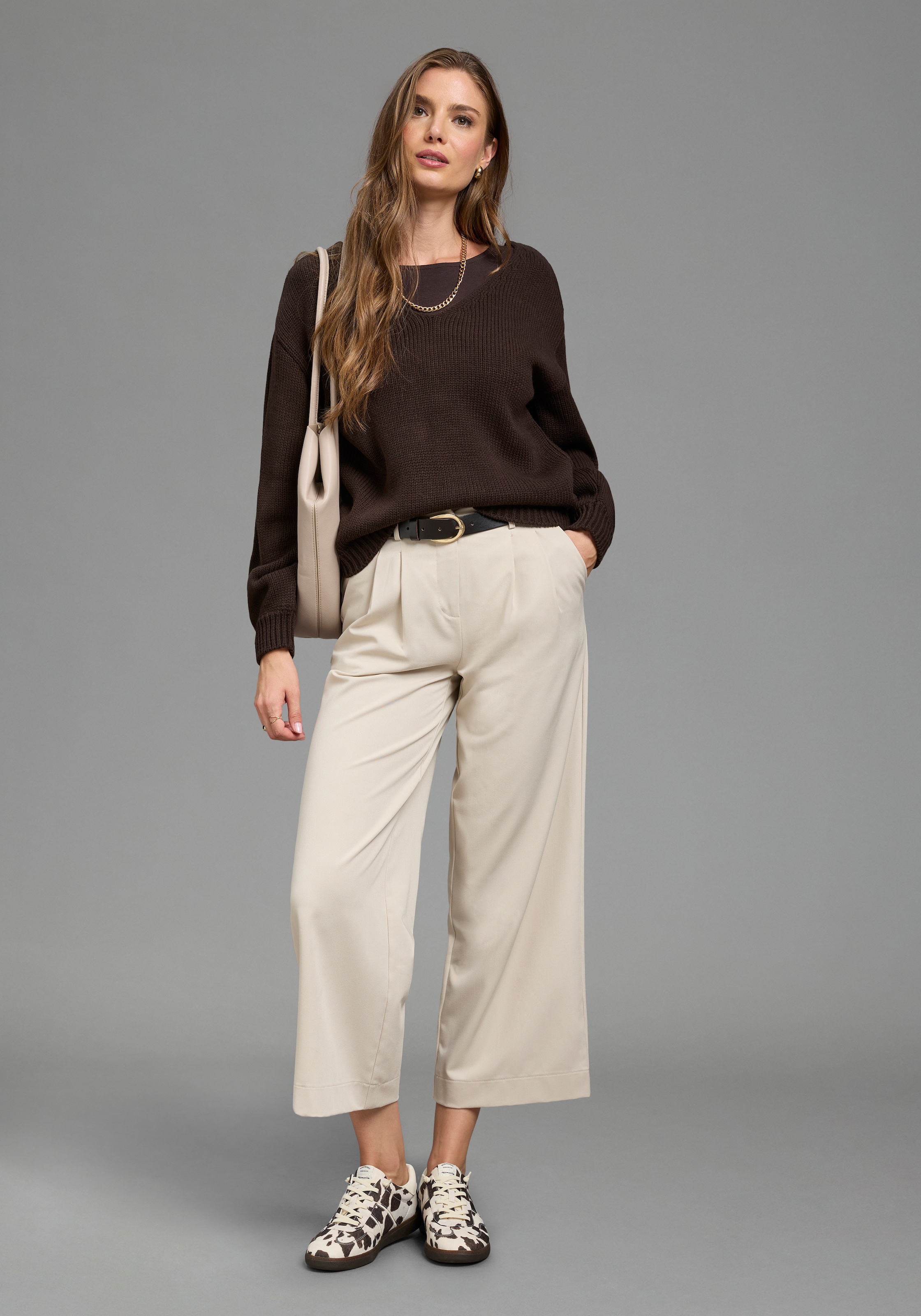 Laura Scott Pull col V »mit moderner Oversize-Passform« en maille grosse